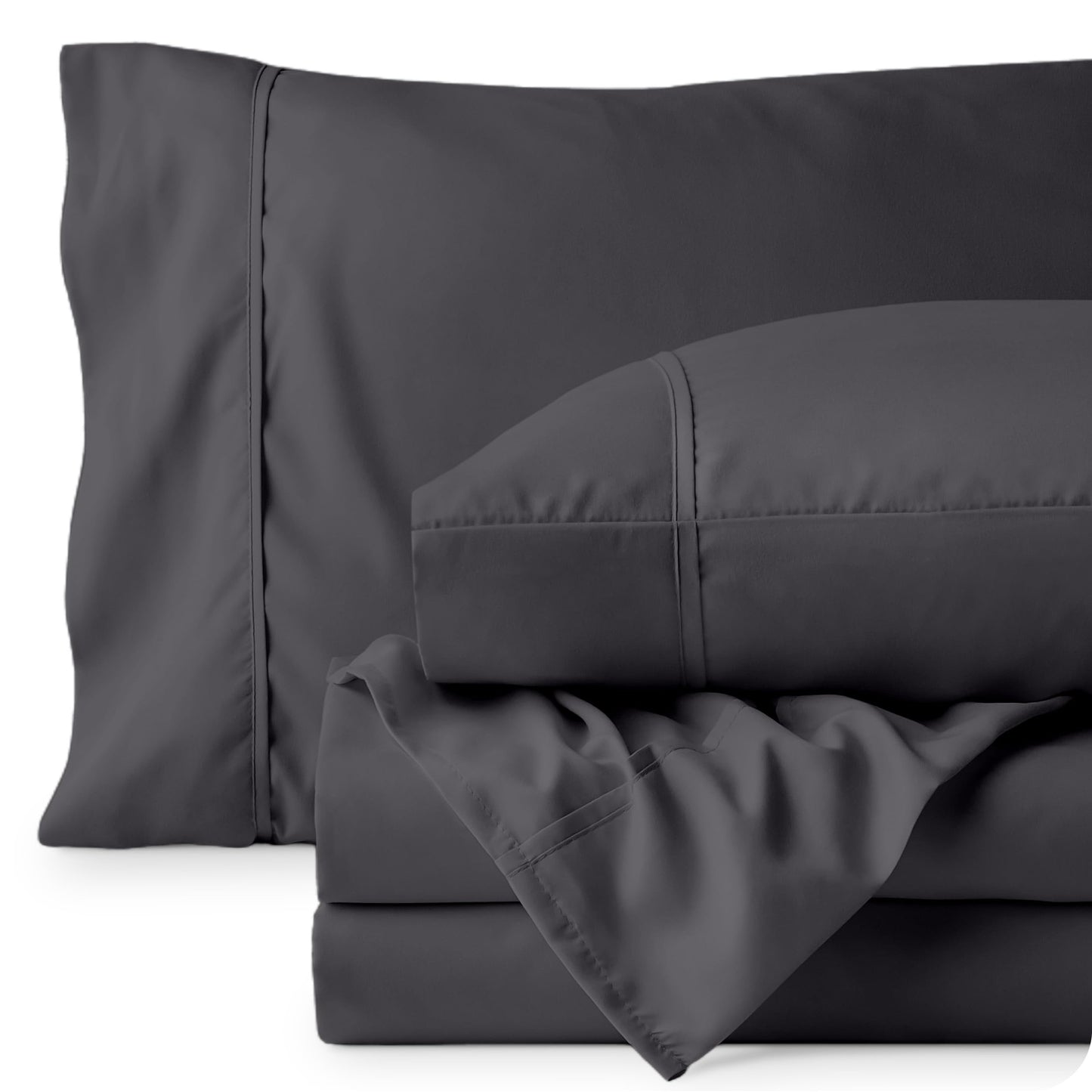 Bare Home Queen Sheet Set - 1800 Ultra-Soft Microfiber Queen Bed Sheets - Double Brushed - Deep Pockets - Easy Fit - 4 Piece Set - Bedding Sheets & Pillowcases (Queen, Forged Iron Grey)