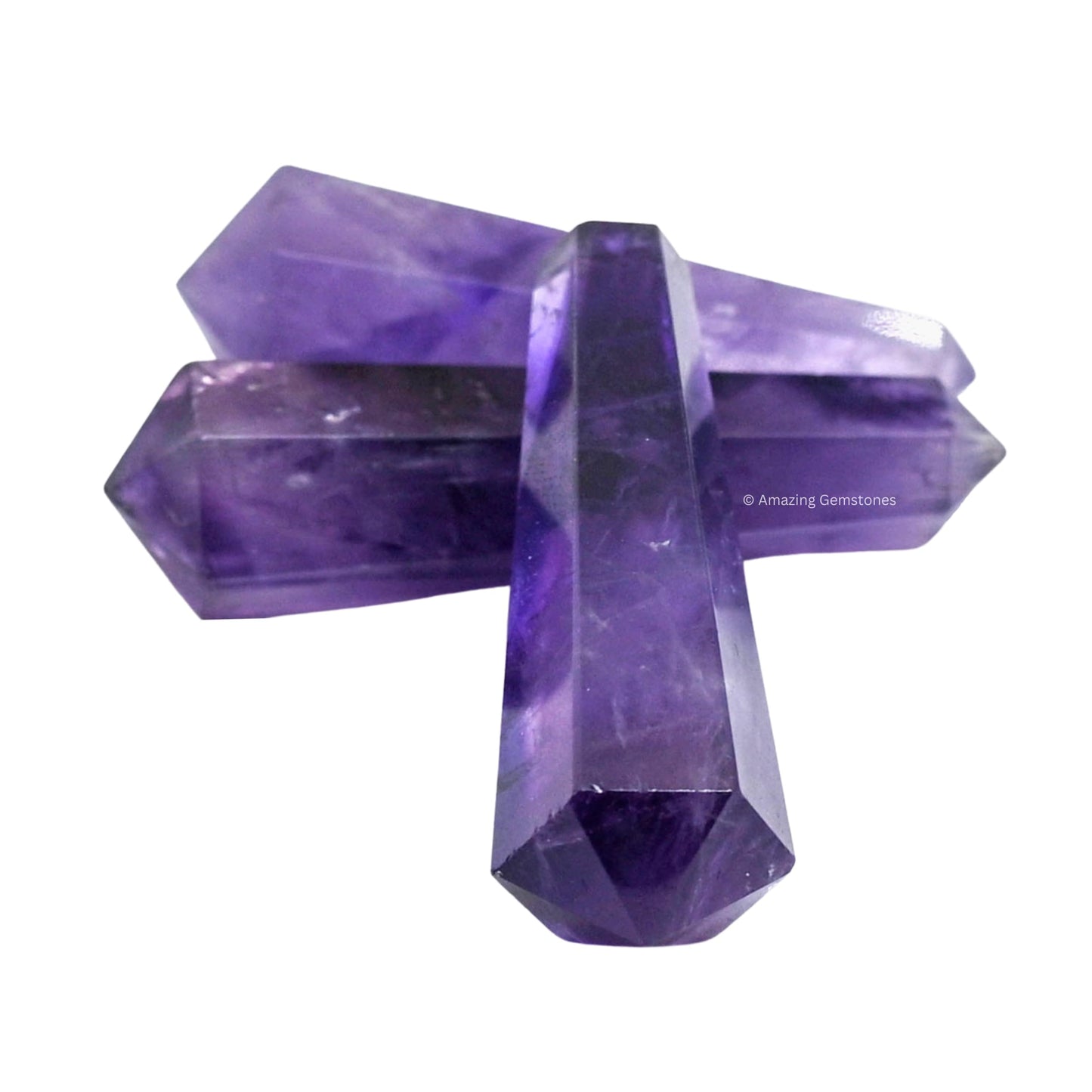 Amazing Gemstone Amethyst Crystal Points Bulk Healing Crystals and Stones - Pack of 3 Double Terminated Healing Wand Point Bulk Crystals for Crafts, Crystal Grid, DIY Work - Premium Crystals