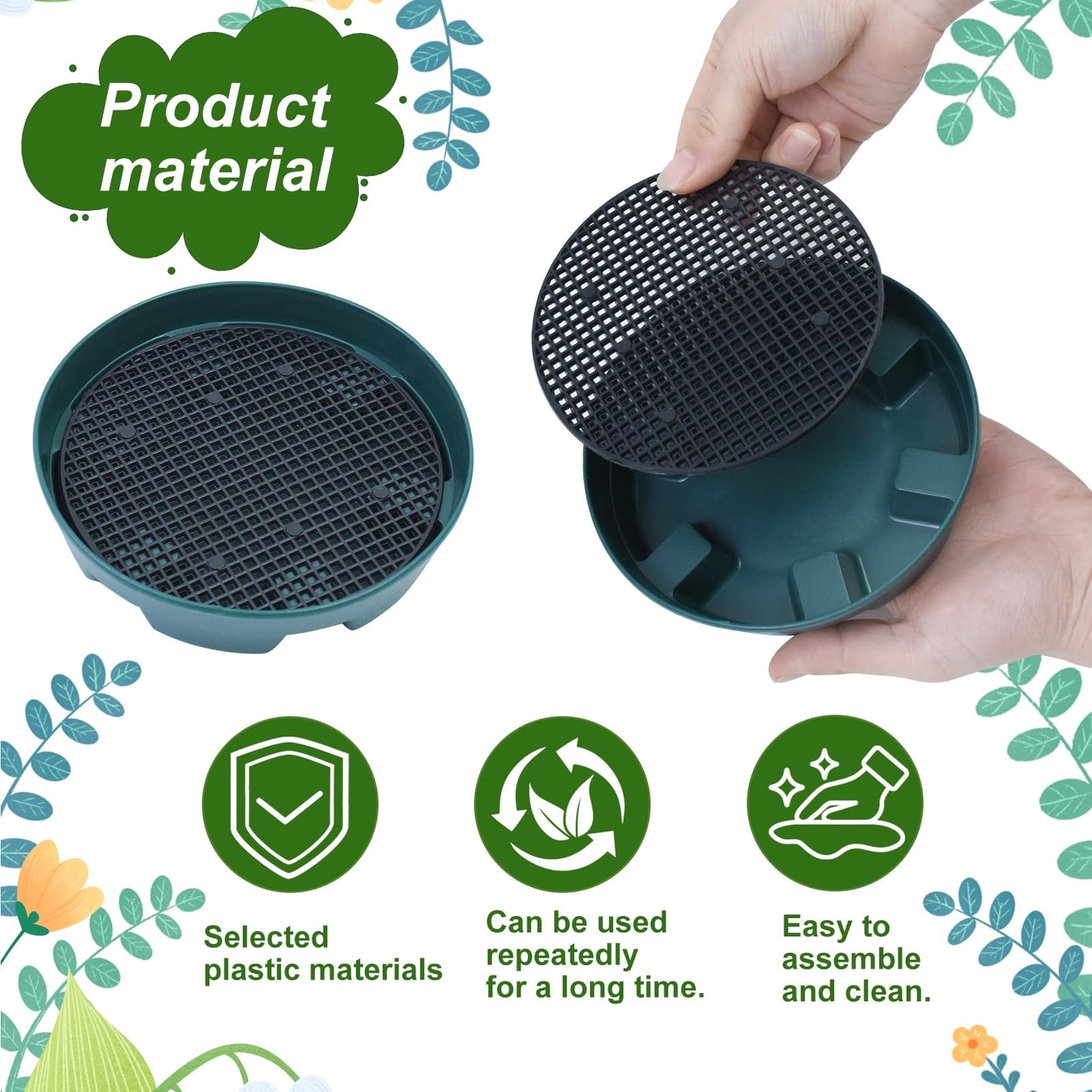 10 Set Invisble Hanging Basket Insert 5.1”Hang Basket Drip Pan Invisble Self Watering Planter Insert Plant Saucers Tray Plastic Water Catcher Tray Plant Auto Watering Devices For Hanging Basket
