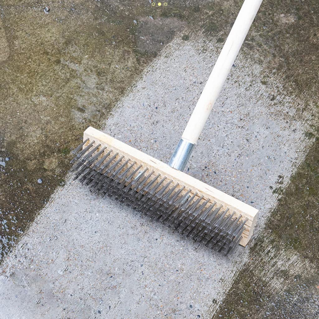 12" Heavy-Duty Rough Surface Floor Brush,Stainless Steel Wire Large Deck Scrub Brush 12" x 2.7” Removes Snow, Dirt & Grime on Drivways, Steps, Patios, Decks, Tile, Cement Without Stick (12")