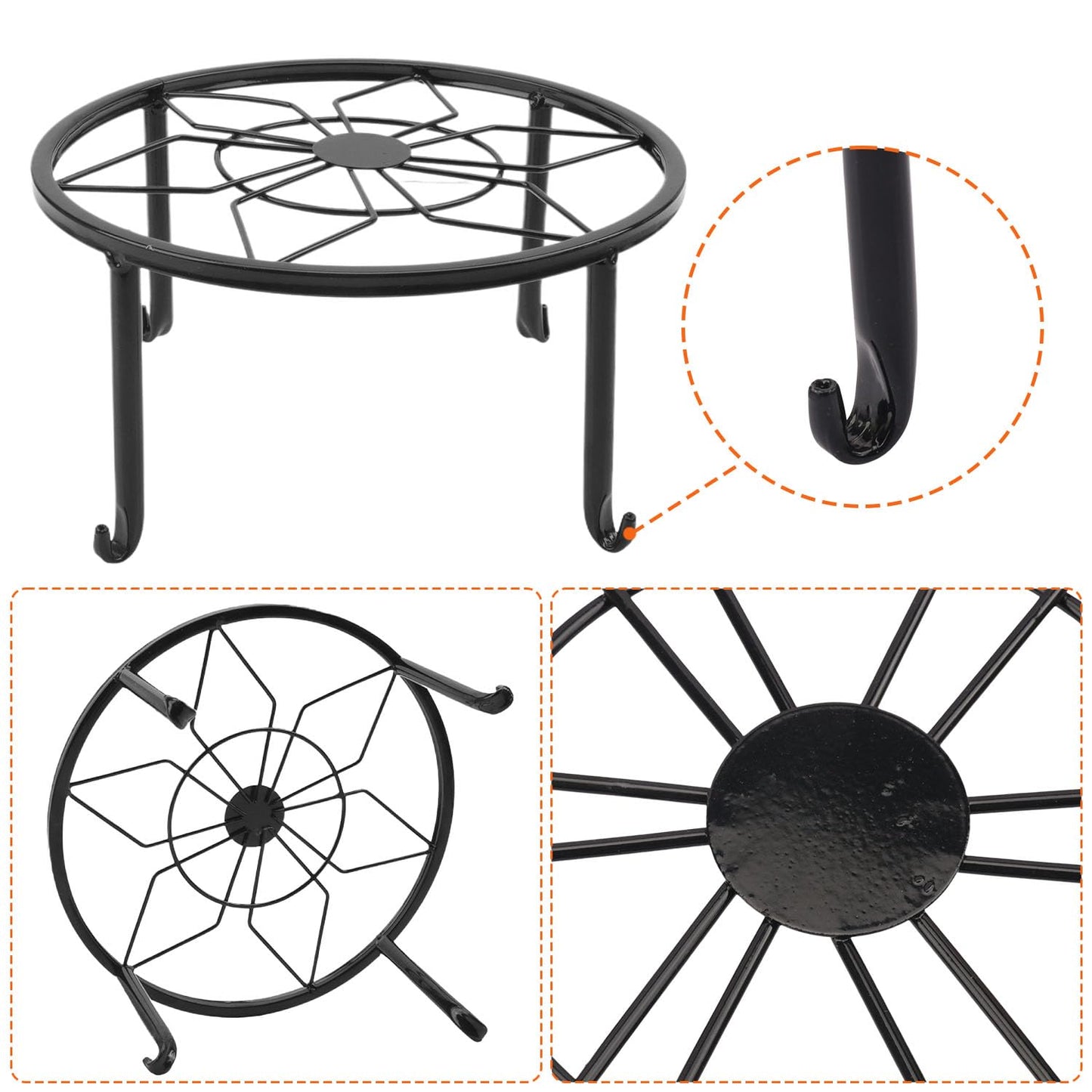 Yiksonyo 4 Pack 9 Inch Black Metal Plant Stand, Heavy Duty Outdoor & Indoor Plant Stands, Rustproof Wrought Iron Pot Stand for Garden, Patio, Balcony.