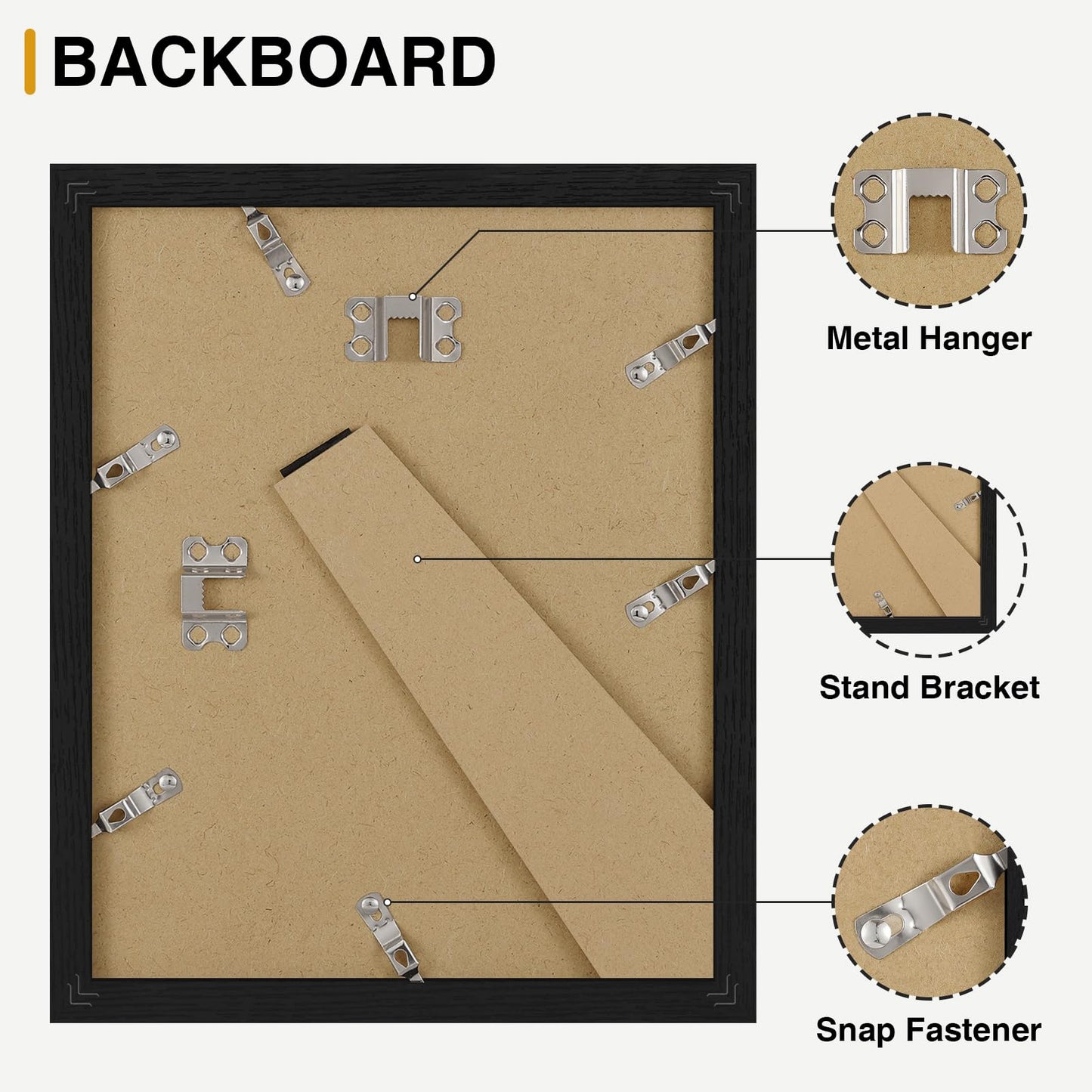 Vittanly 8x10 Picture Frames Set of 9, Shatter Resistant Plexiglass, Display 5x7 Pictures with Mat or 8x10 without Mat, Photo Frames for Wall or Tabletop, Engineered Wood, Black