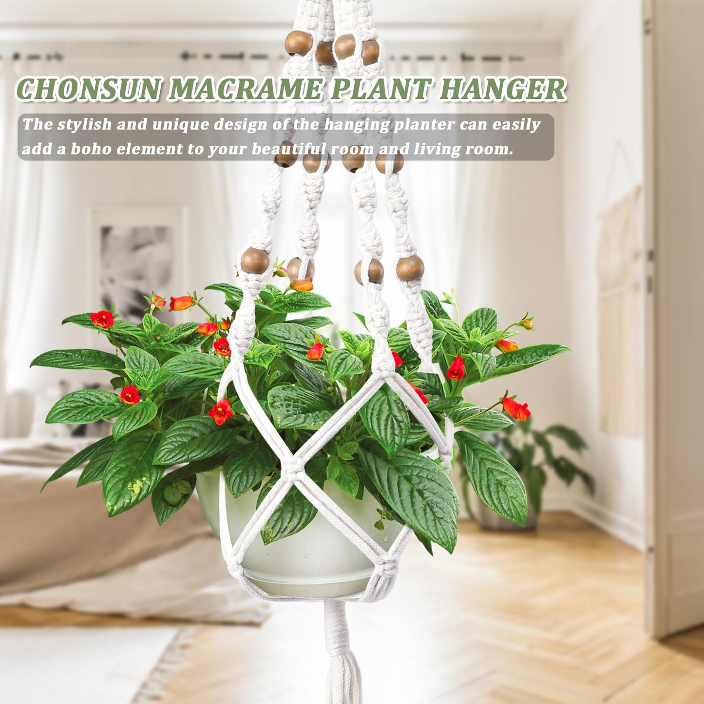 Chonsun Hanging Planters for Indoor Plants 3 PCS Wall Plant Hangers Macrame Wall Hanging Outside Garden Decor