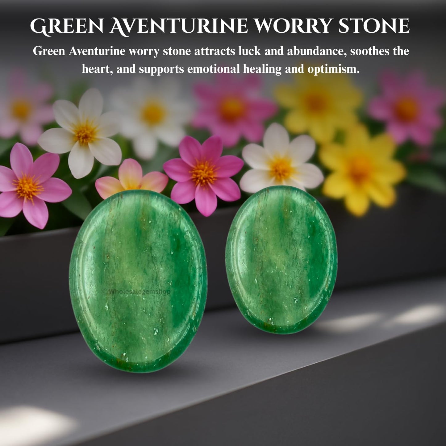 GEMSCITE Green Aventurine Thumb Worry Stones Metaphysical Gemstone Crystal Healing Reiki Men Women Gift FENG Shui Positive Energy Love Wellness Palm Stones Wicca Powerful