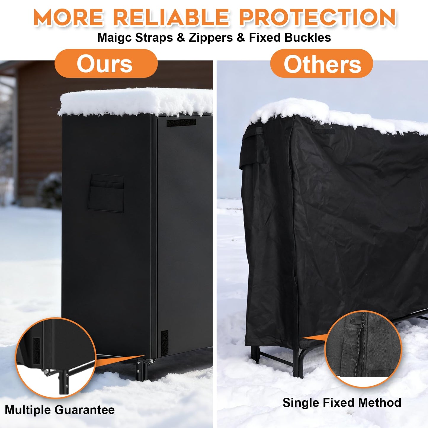 Gtongoko 4FT Firewood Rack Outdoor with Cover, Heavy Duty Wood Storage Racks with 600D Oxford Weather Resistant Waterproof Fabric Cover, Outdoor Firewood Holder