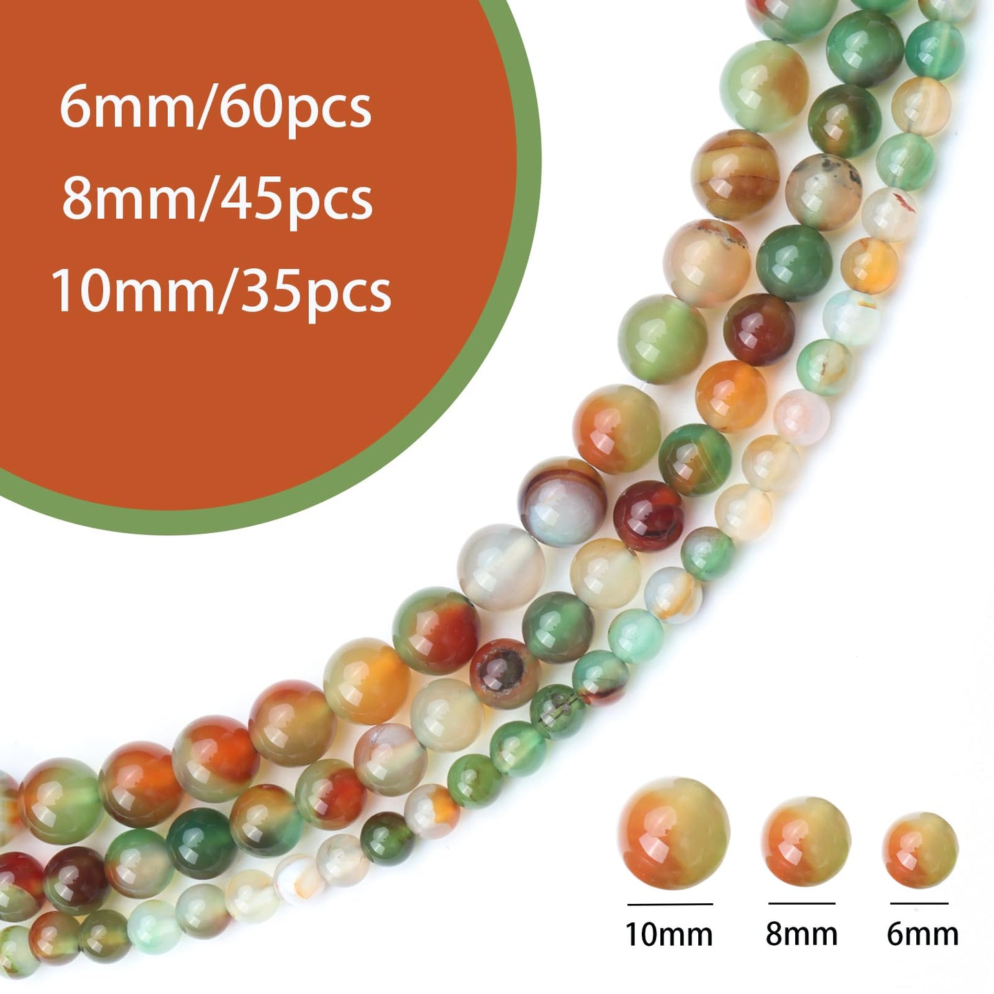 Siomia 45pcs 8mm Natural Peacock Agate Beads Energy Healing Crystal Round Loose Stone Beads for Jewelry Making, DIY Bracelets Necklaces