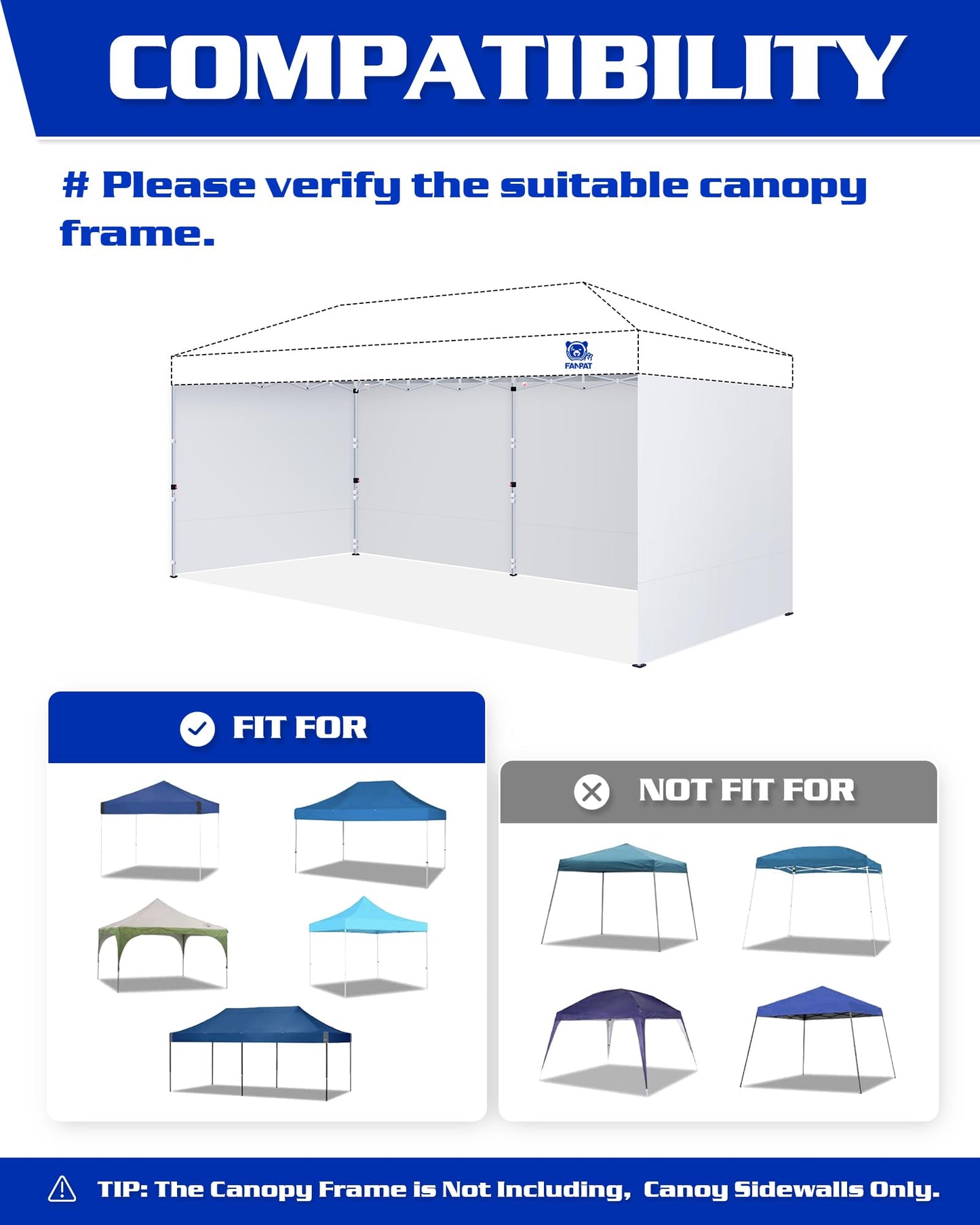 Fanpat 10x20ft Canopy Sidewalls fit 10x20ft Pop Up Tent, Waterproof 99% UV Protection Privacy Enclosure for Outdoor Events and Party, White (4Pcs Sidewalls Only, Frame and Top Not Included)