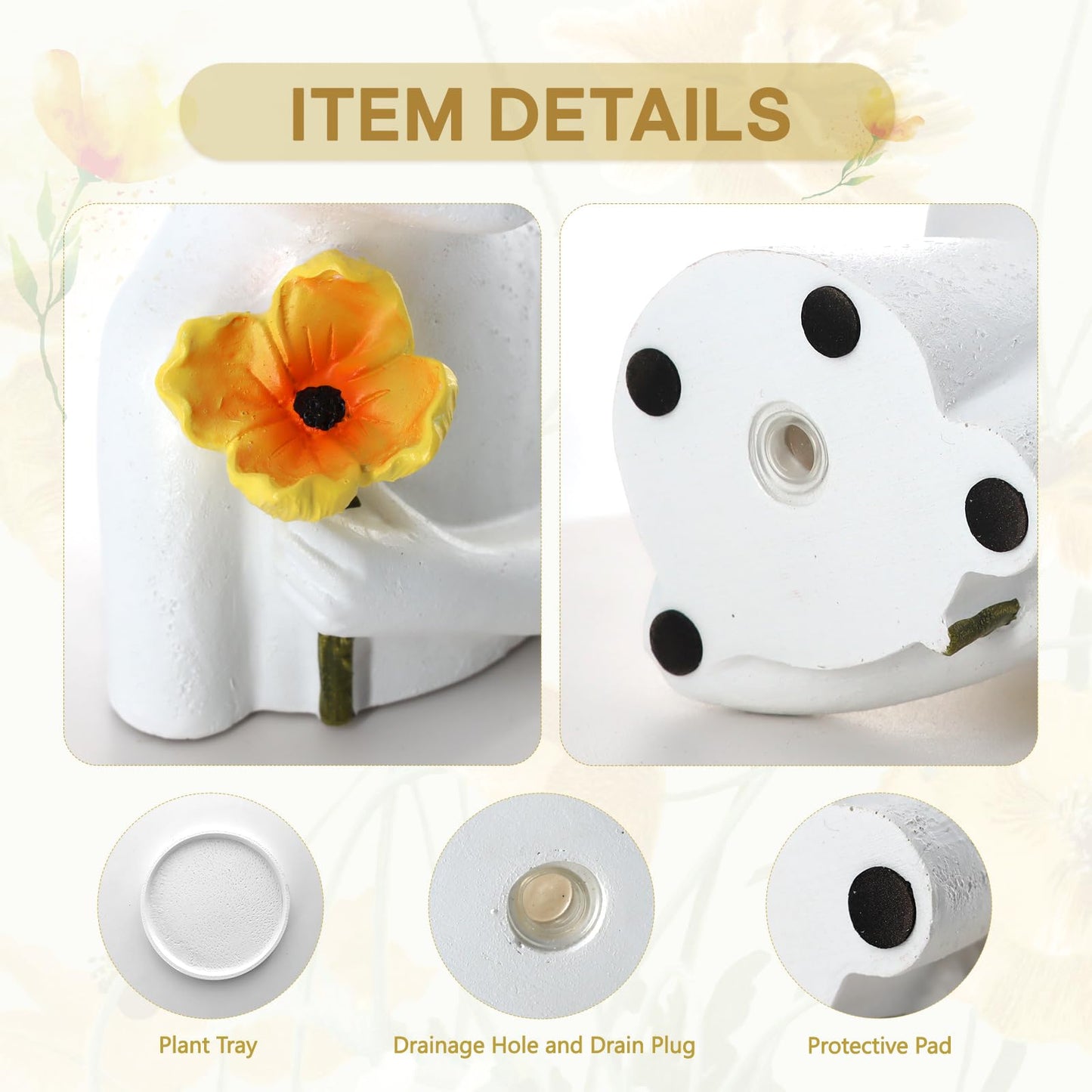 Meltset M Face Planter Pot Head Planter for Indoor Plants, Cute Girl Holding Poppy Flower Pot with Drainage Hole, Resin Succulent Cactus Planter, Unique Gardening Gifts for Women Mom Teacher (White)