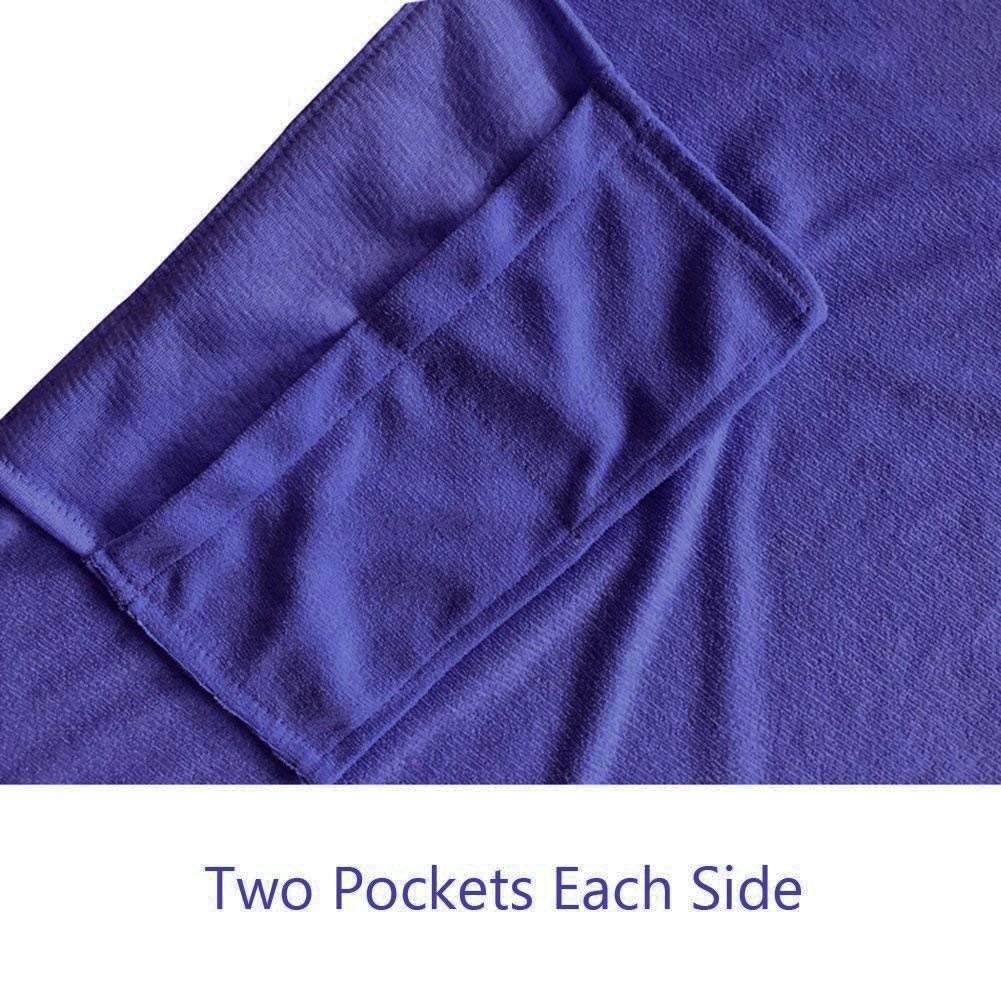 VOCOOL Double Layer Chaise Lounge Pool Chair Cover Beach Towel Fitted Elastic Pocket Won't Slide (Dark Blue)