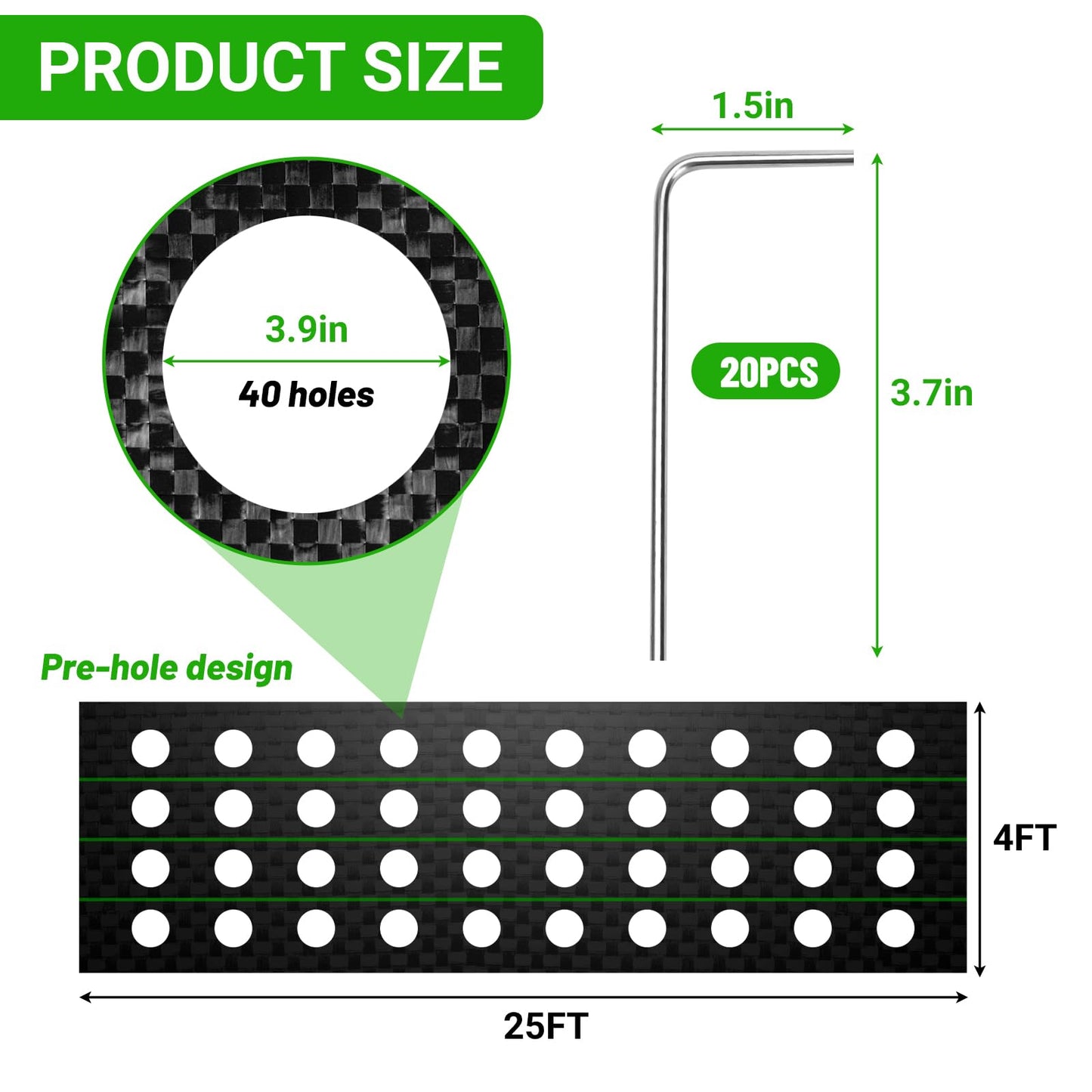 UNIFAMILY Landscape Fabric Heavy Duty 2Pcs, Total 4 x 50Ft Barrier Fabric with Planting Holes, Garden Ground Cover Fabric, Garden Sheets Planting Fabric, Gardening Fabric