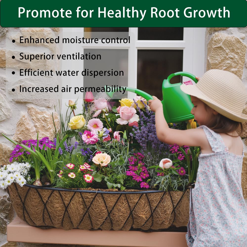 XXINGEM 3Pcs Pre-Formed Coco Fiber Liners for Planters, Window Boxes & Fence Flower Baskets Replacement (30in)