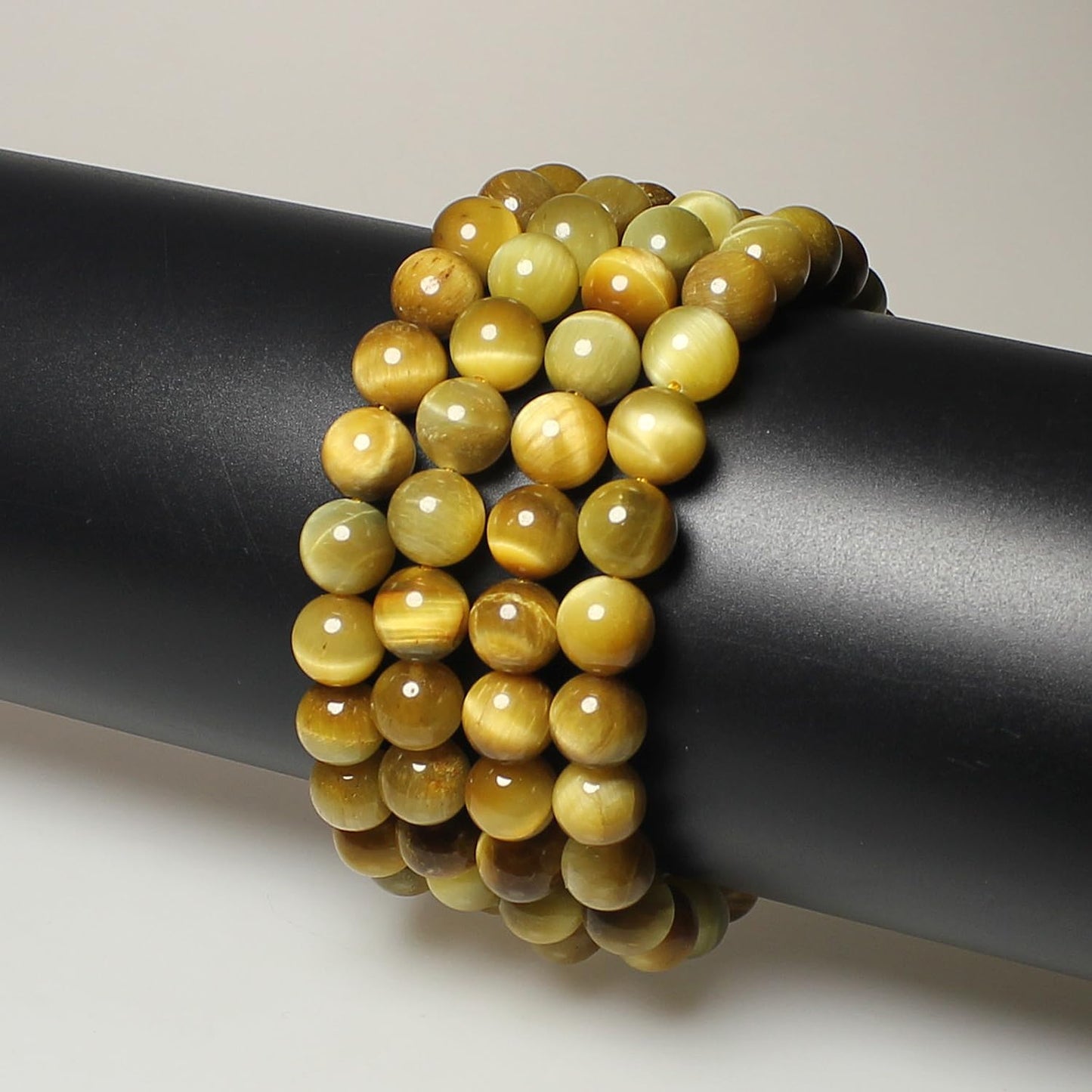 MJDCB Natural Stone Beads 8mm 43pcs Round Golden Tiger's Eye Loose Gemstone Bead Charms for Jewelry Making Bracelet Necklace Earring Pendant