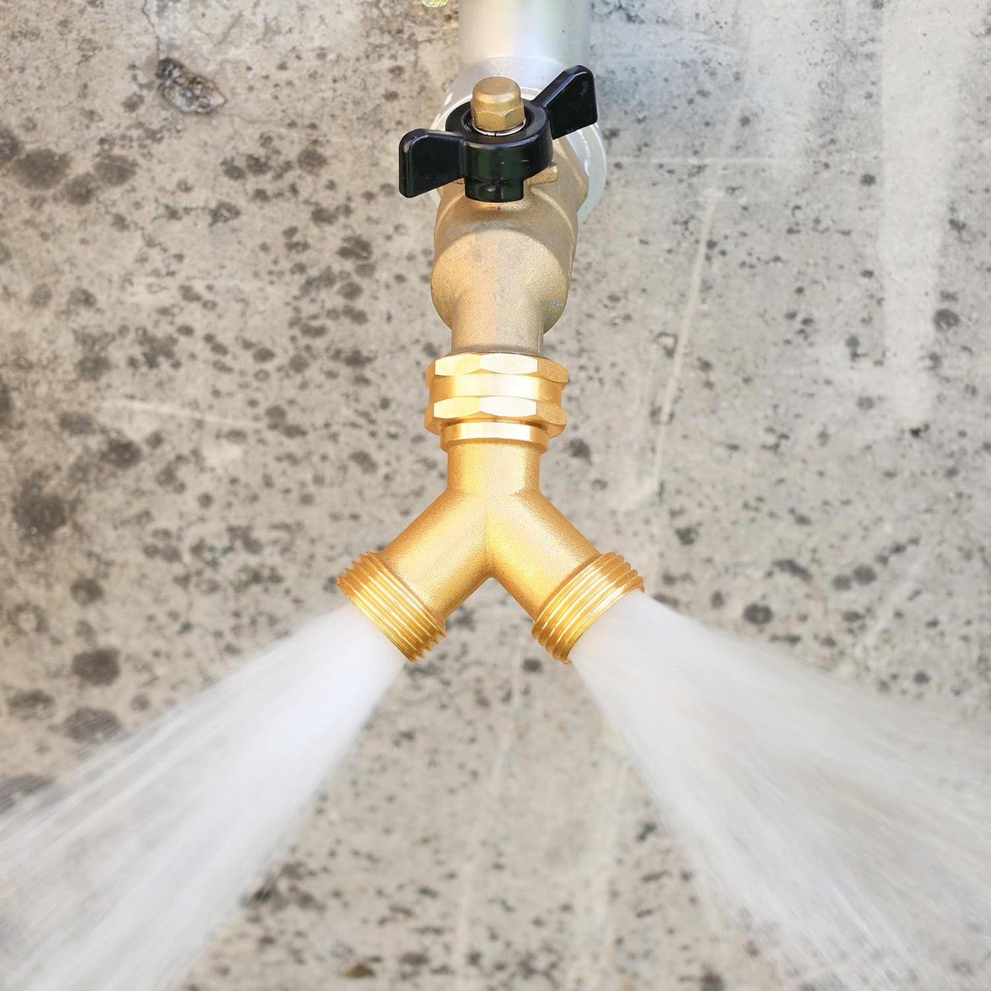 SIGURANTA Garden hose splitter, Brass Y-Type Unrestricted Flow Fitting, Garden Faucet splitter (2-way full flow 2Pcs)