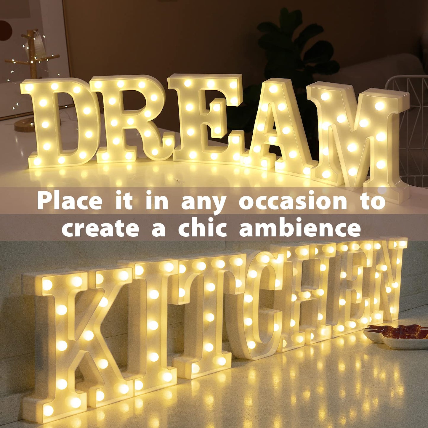 HXWEIYE LED Marquee Letters Lights Sign C, 26 Alphabet Light Up Letters and Number 0-9 Number Warm White Led Letter for Bar Party Birthday Home Wedding Décor