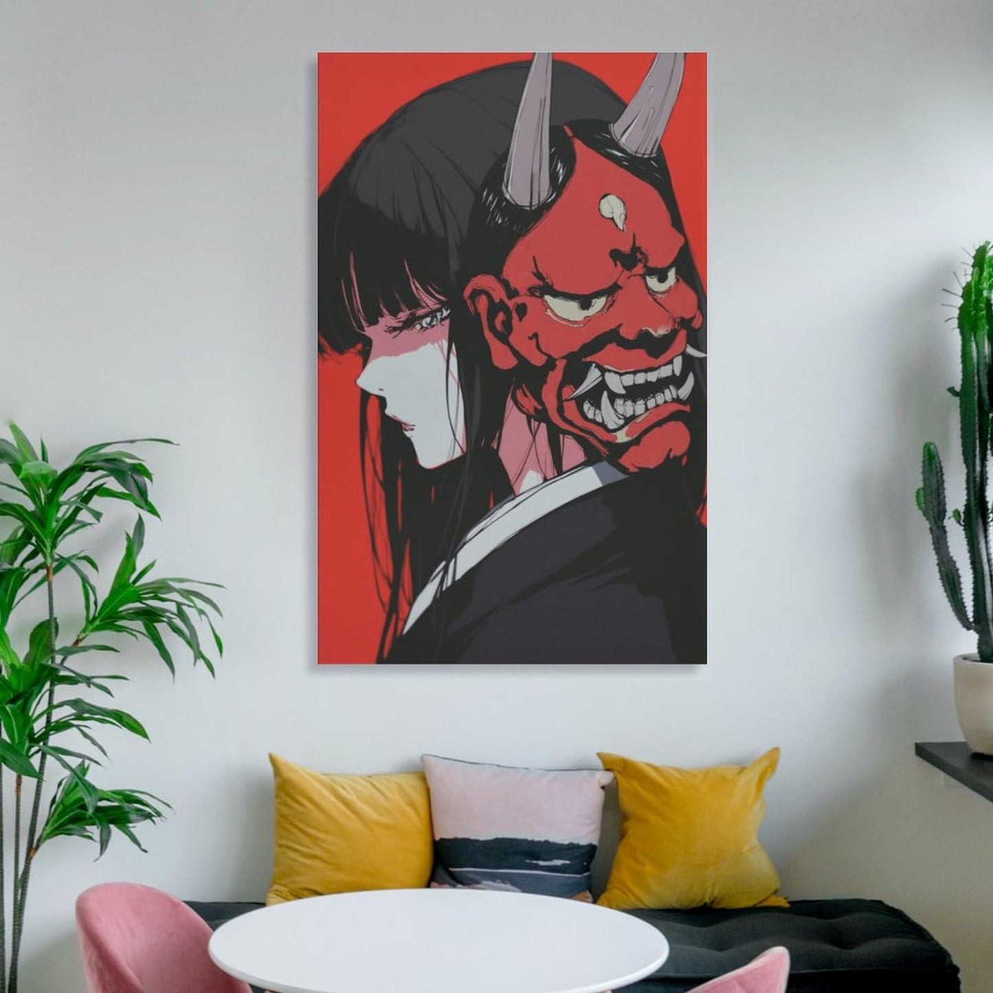 Japanese Female Samurai Anime Girl Poster Print Canvas Wall Art Pictures Home Decor for Living Room Hallway Bathroom Office Wall Decor 12x18inch(30x45cm)