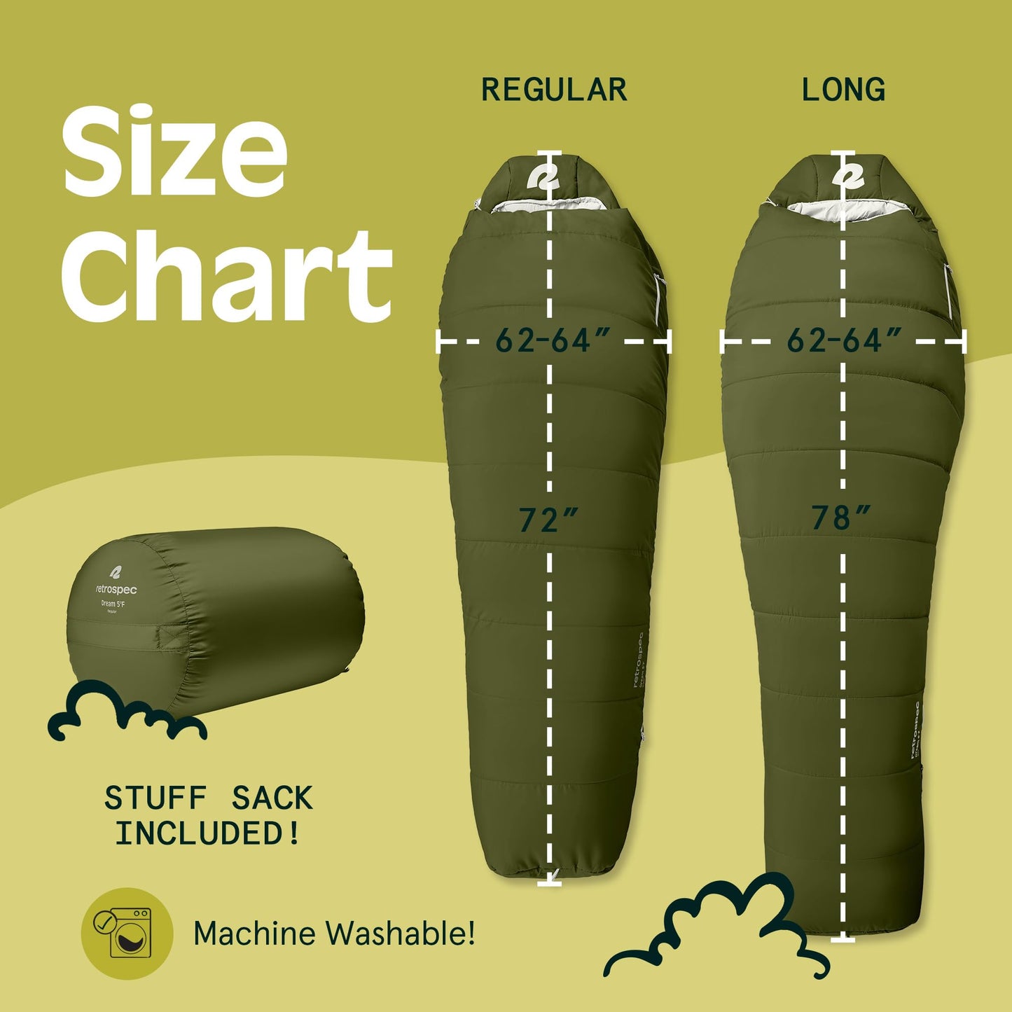 Retrospec Dream 5 Mummy Sleeping Bag - Insulated Cold Weather, Water-Resistant, Adjustable Draw Cords Adult Sleeping Bag