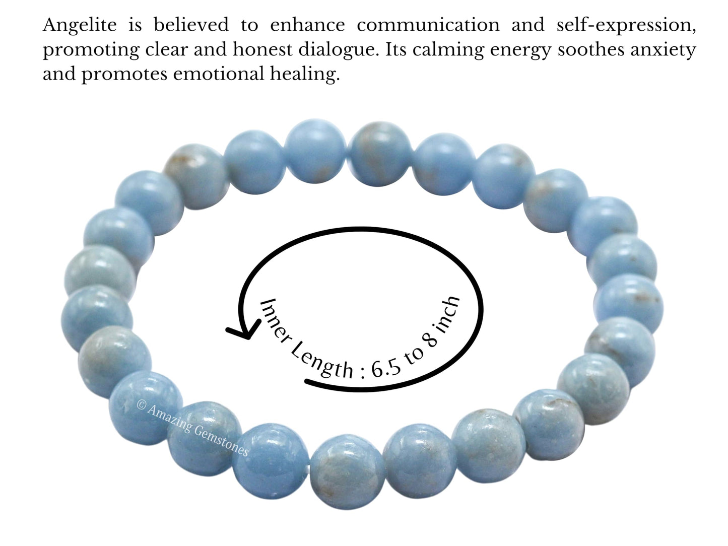Amazing Gemstone Crystal Bracelet for Women Men's Gifts - Protection Healing Crystal Bracelet - 8mm Gemstone Beaded Stretchable Bracelet Pulseras Para Hombres Mujer Stocking Stuffers Mothers Day Gift (Angelite)