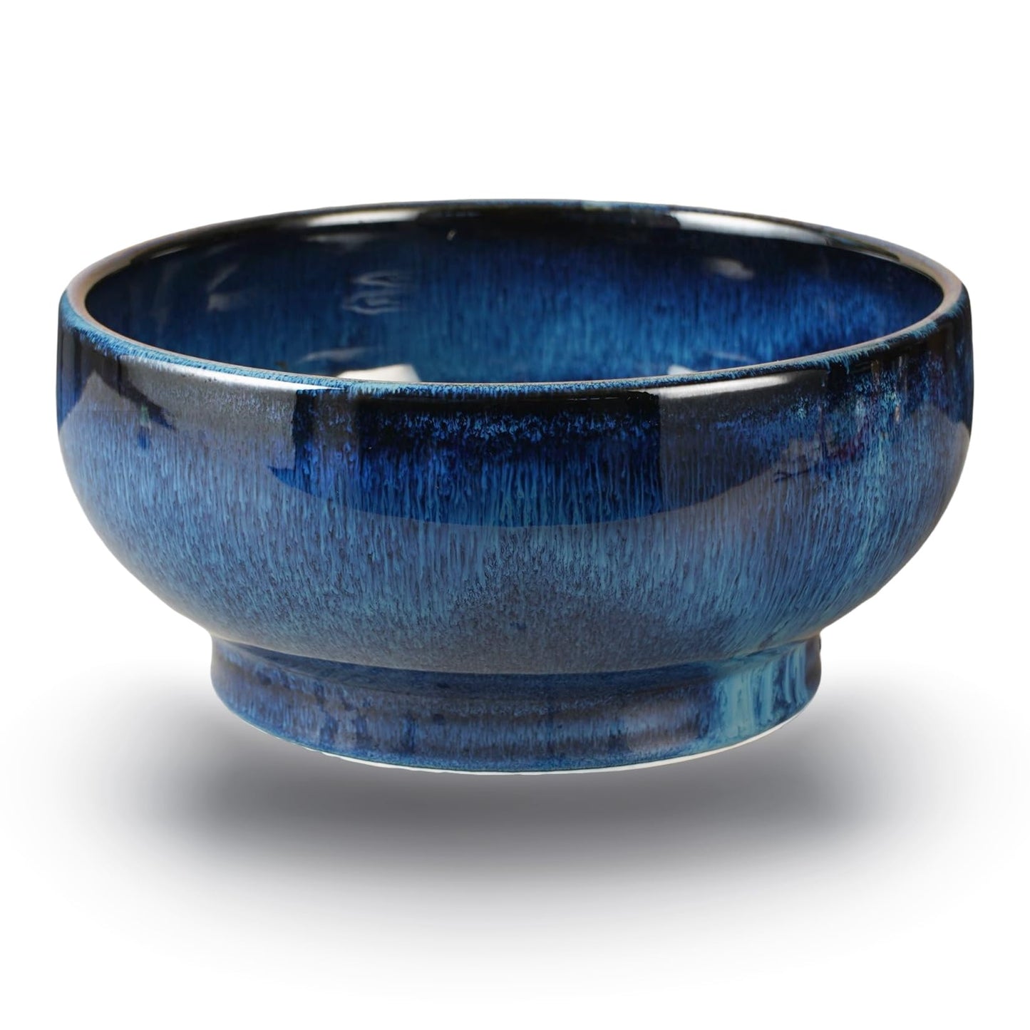 STE-CER Extra Large Salad Bowl,Decorative Fruit Bowl,Kitchen Ceramic Bowl for Fruit & Salad,120 oz Footed Serving Bowl for Entertaining (starry blue)