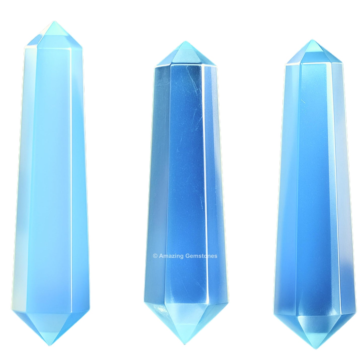 Amazing Gemstone Opalite Crystal Points Bulk Healing Crystals and Stones - Pack of 3 Double Terminated Healing Wand Point Bulk Crystals for Crafts, Crystal Grid, DIY Work - Premium Crystals