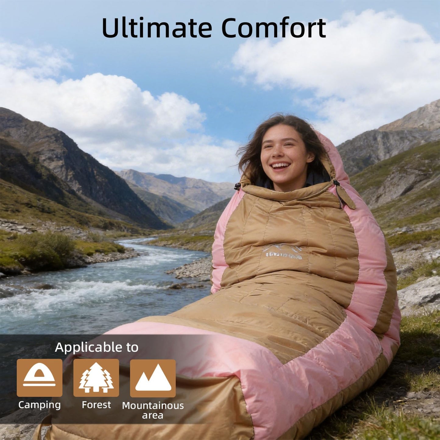 HLITMOUT Down Sleeping Bag for Backpacking with Pillow,15°F 32°F 45°F Ultralight Compact Mummy Sleeping Bag with 680FP Duck Down for Woman,Kids,Teens Camping and Hiking Outdoor