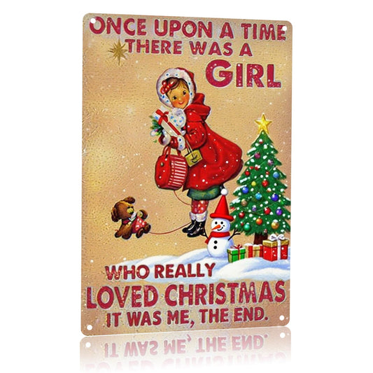 Qinfly Vintage Metal Christmas Decor Gifts for Women,Girls,Primitive Rustic Christmas Sign Decorations for Home,Indoor,Kitchen,Bedroom,Room,Wall Art,8 X 12 Inches