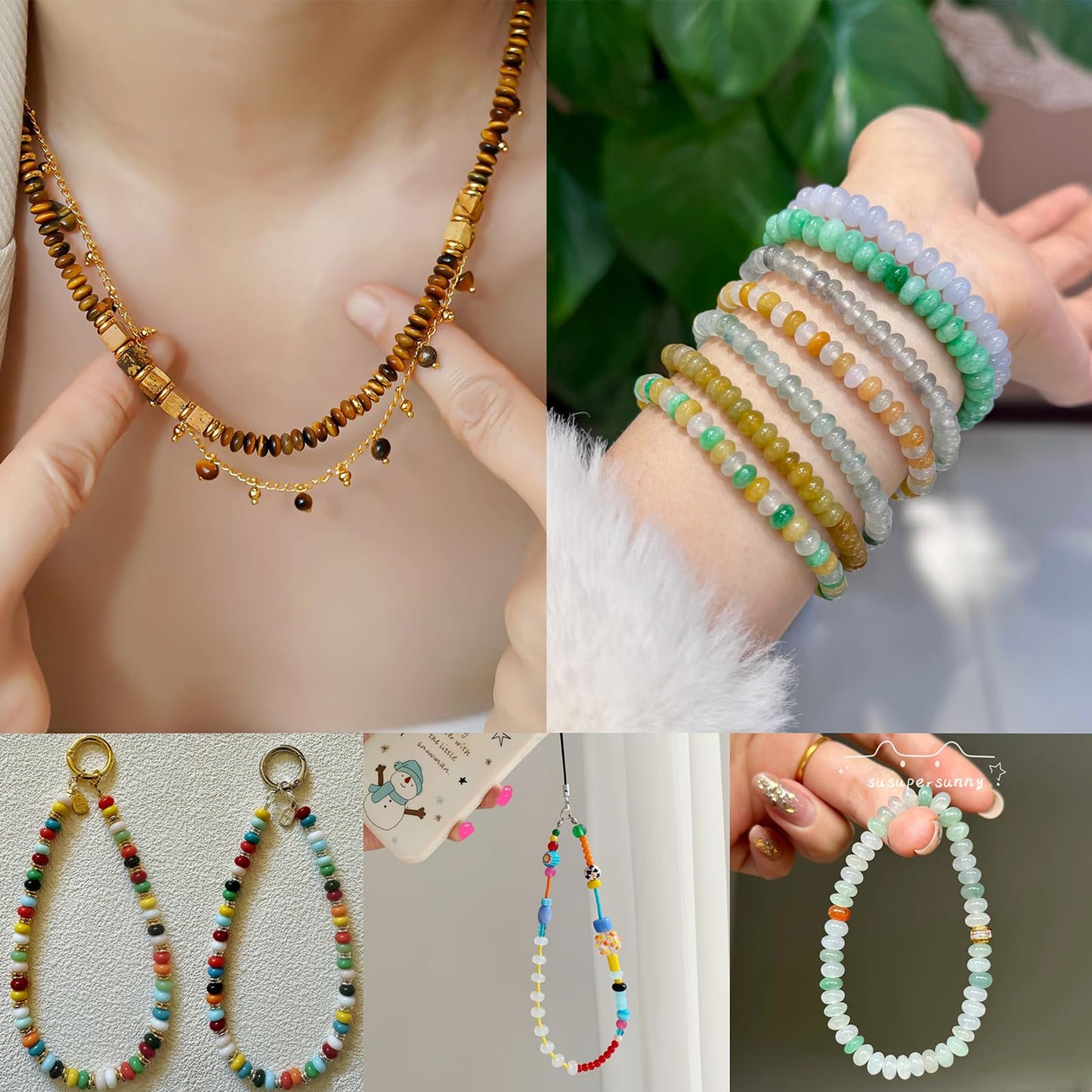 ICAI 4x6mm Natural Rondelle Beads – Loose Gemstone Spacers for DIY Jewelry Making (Mulitcolor)
