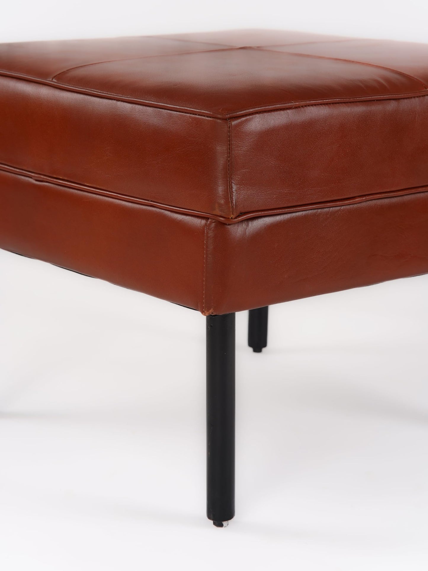 BBHHOMES Handmade Eco-Friendly Geometric Buffalo Leather Ottomon Stool Brown Color Square 24" x 24" x 18" Ottomon Stool (Knock Down) for Living Room, Bedroom Seating
