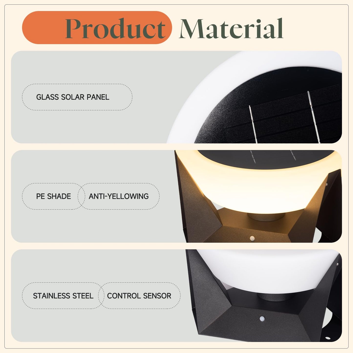 VZVI Solar Floor Lamp, IP54 Large Solar Lanterns Outdoor Waterproof with Remote Control, E26 Dusk to Dawn Floor Lamps Lantern, Modern Design Dimmable Outdoor Lanterns for Porch Deck Patio, 3000K Light