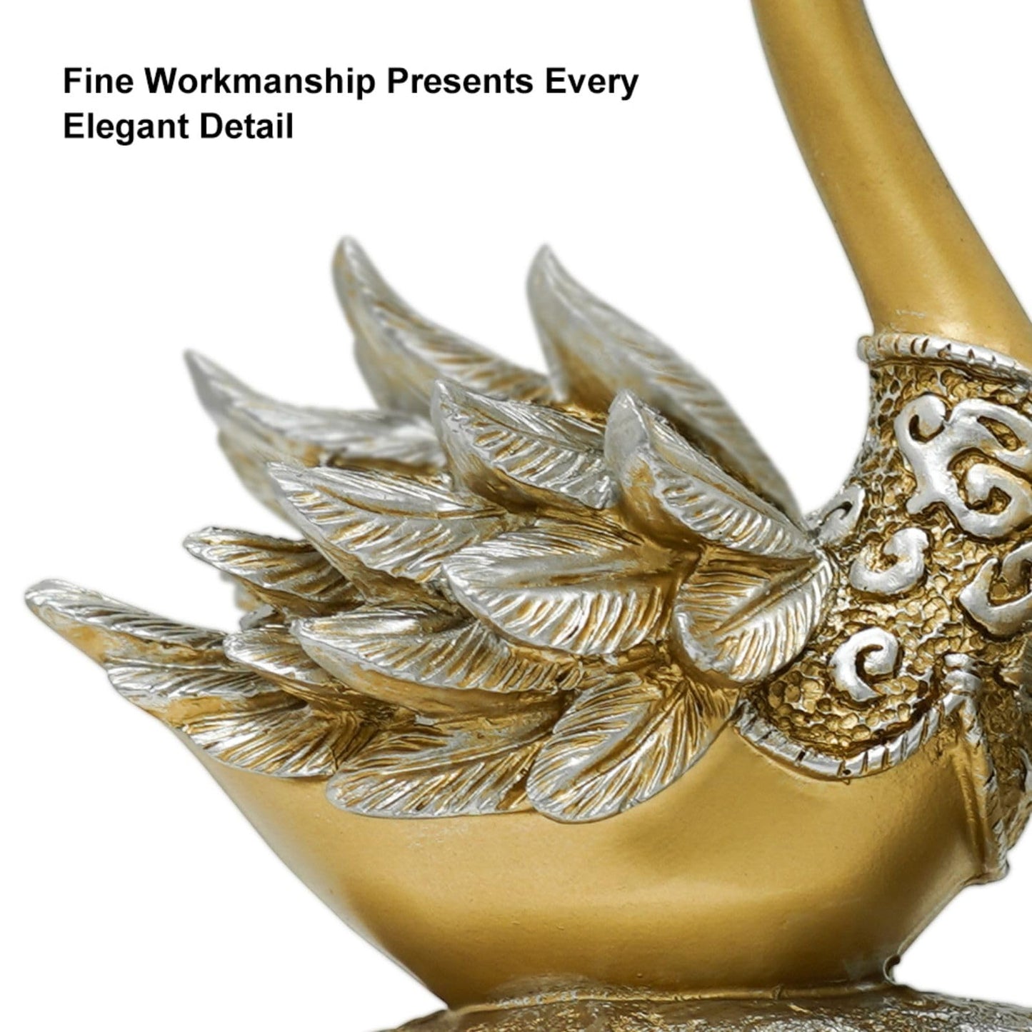 BULUXE 14.2" Gold Couple Swan Decor Figurine Modern Simulation Animal Sculpture Art Ornament Home Table Statue