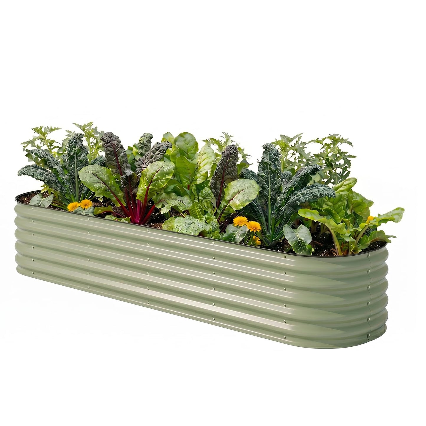 TABU Galvanized Raised Garden Bed Outdoor, 8x4x1.5 Ft Metal Planter Box with Anti-Cutting Edge, Rust-Resistant Garden Bed Kit for Outdoor Gardening, for Vegetables, Flowers, Herbs, Green