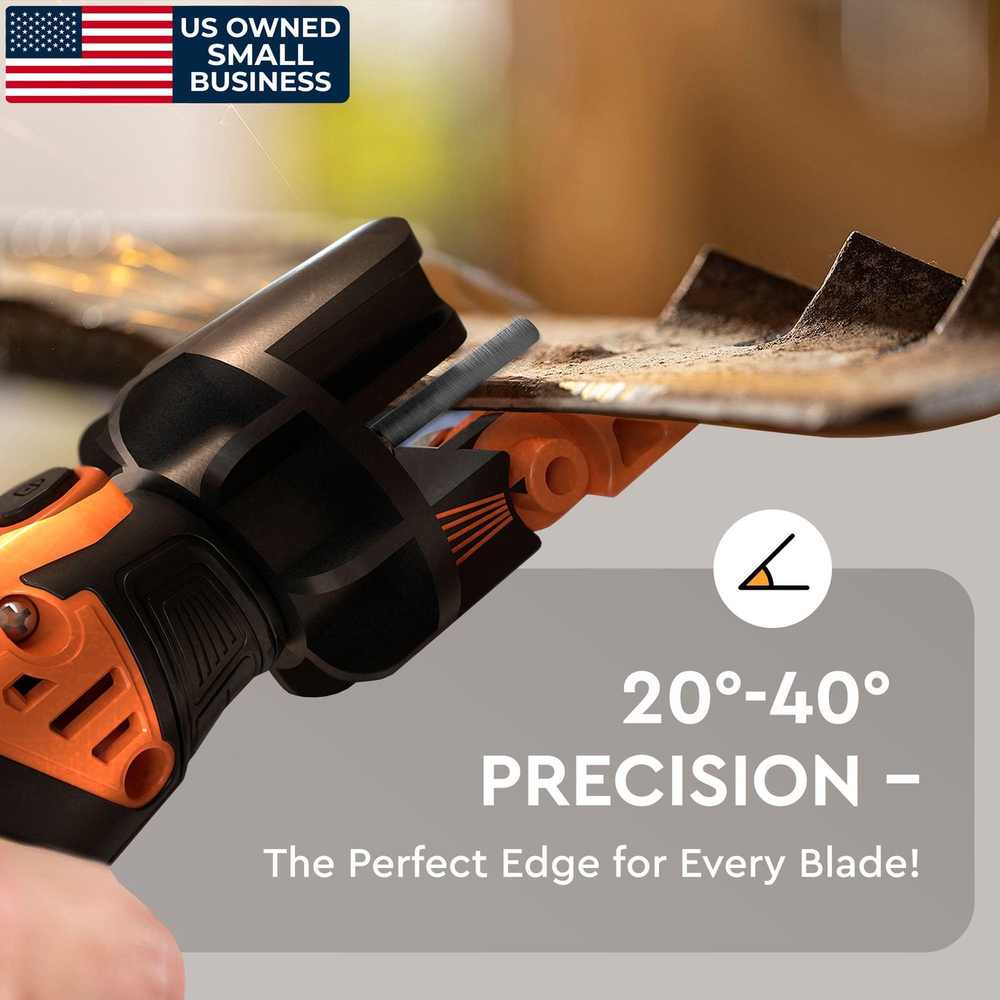 Sharp Pebble Cordless Lawn Mower Blade Sharpener – Adjustable 20°- 40° Angle Guide-Rotary Tool with Replaceable Sharpening Wheel Bits & Fast Rechargeable Battery – Effortless Precision for Lawn Care