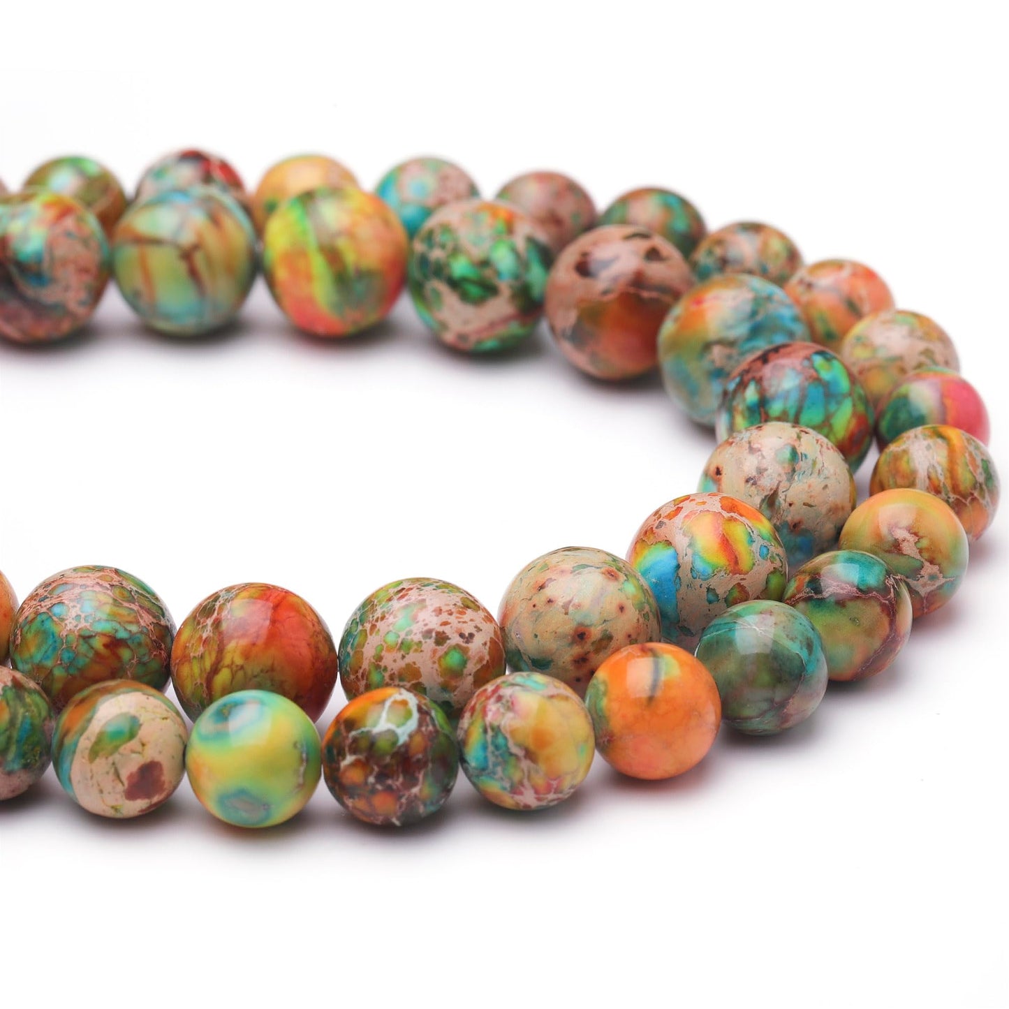 Chicager Natural Stone Beads for Jewelry Making,8mm Orange Imperial Jasper Polished Smooth Round Gemstone Beads for Bracelet Necklace 15 Inch