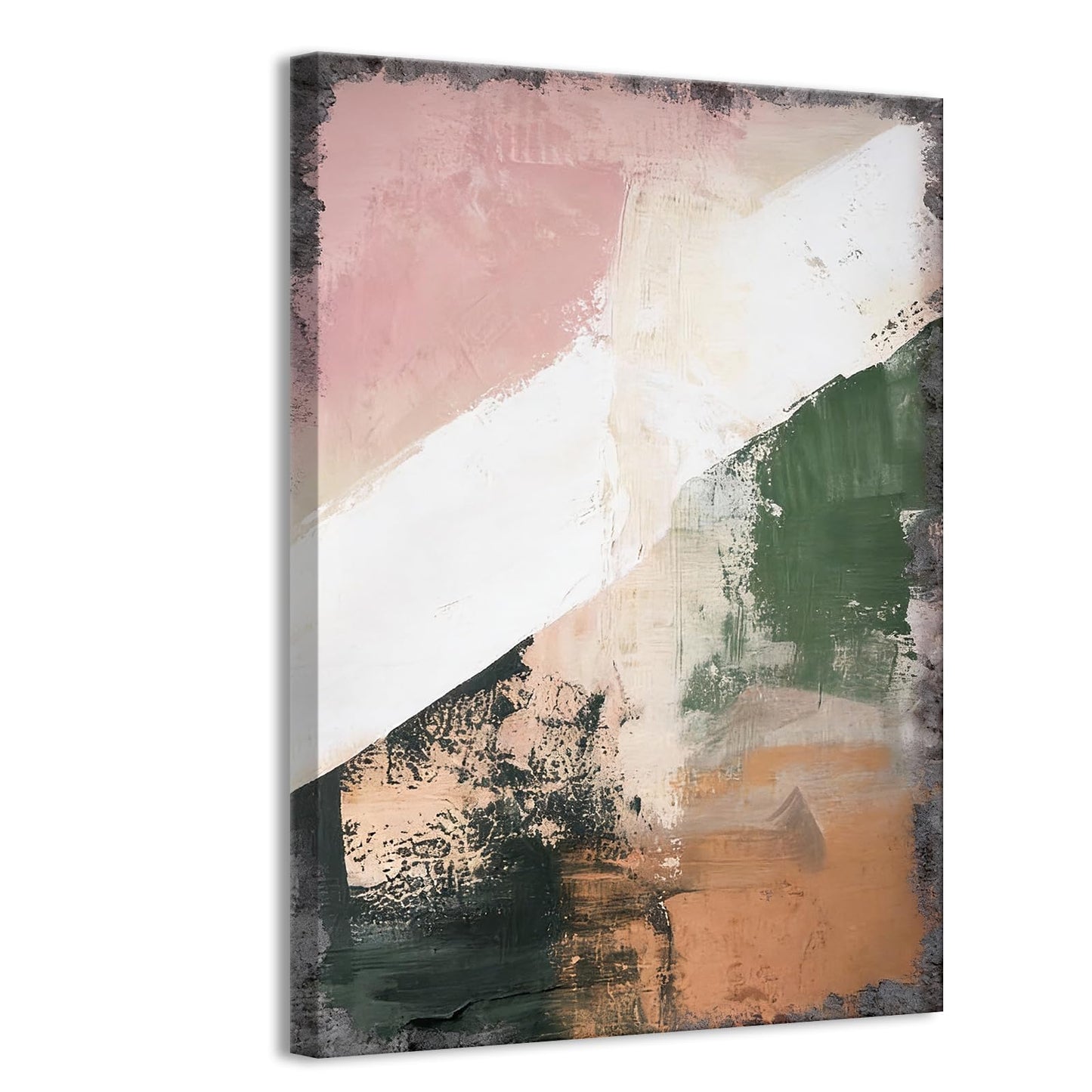 Scandinavian Abstract Wall Art Neutral Abstract Print Minimalist Wall Decor Earthy Modern Poster Minimalistic Green Beige Texture Print (12 * 18inch,Noframe)