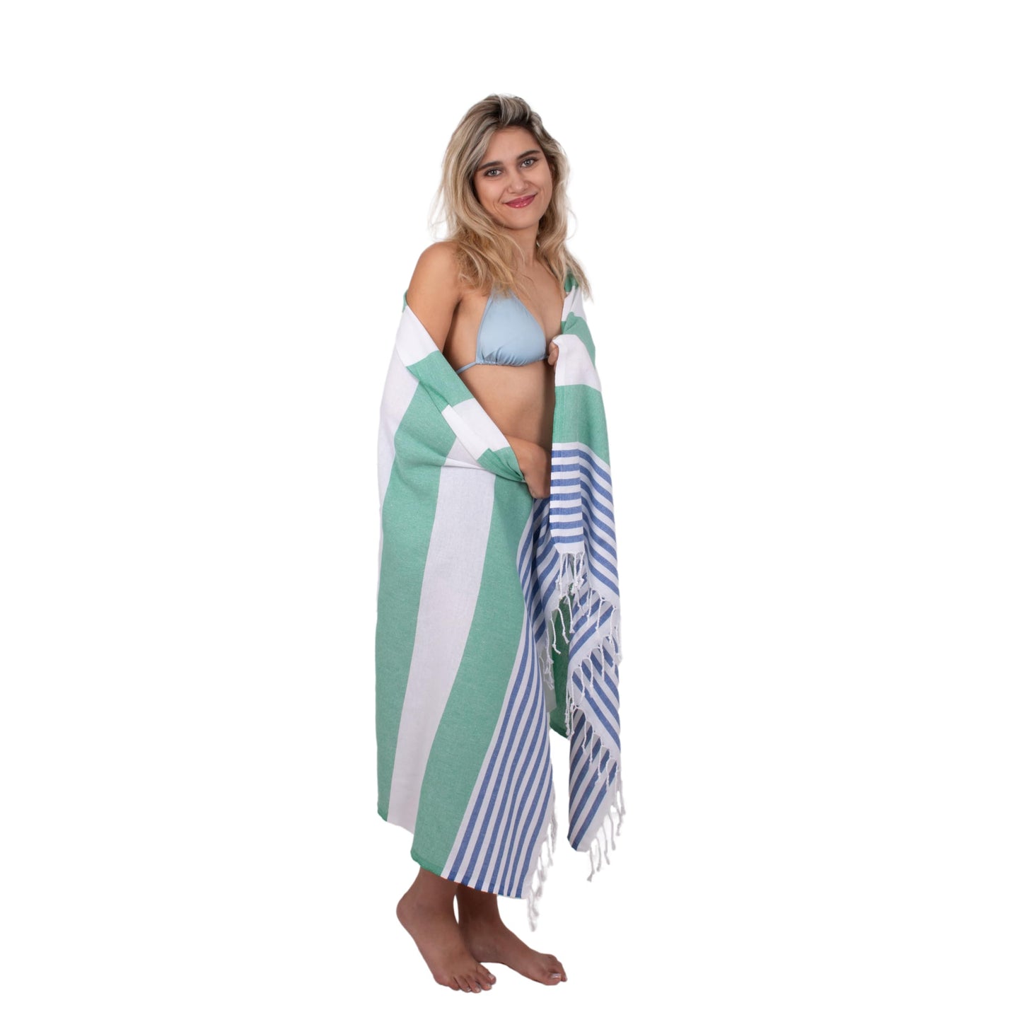 100% Cotton Turkish Beach Towels Great for Beach, Bathroom Towels Adult Travel Essentials Cruise Accessories Vacation Yoga Mat Soft Feel High Absorbent Sand Free Quick Dry (Marine Blue)