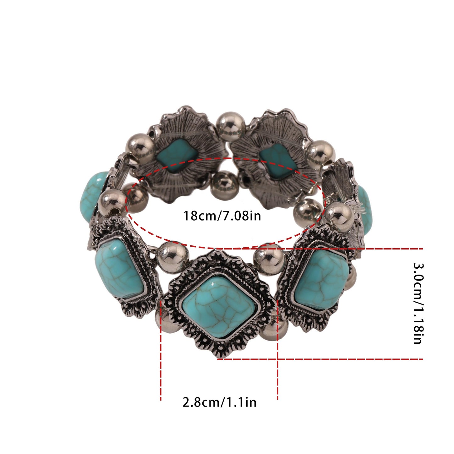 Hclian Turquoise Beaded Stretch Bracelets Bohemian Stackable Bracelets Y2K Summer Beach Bracelets Jewelry for Women