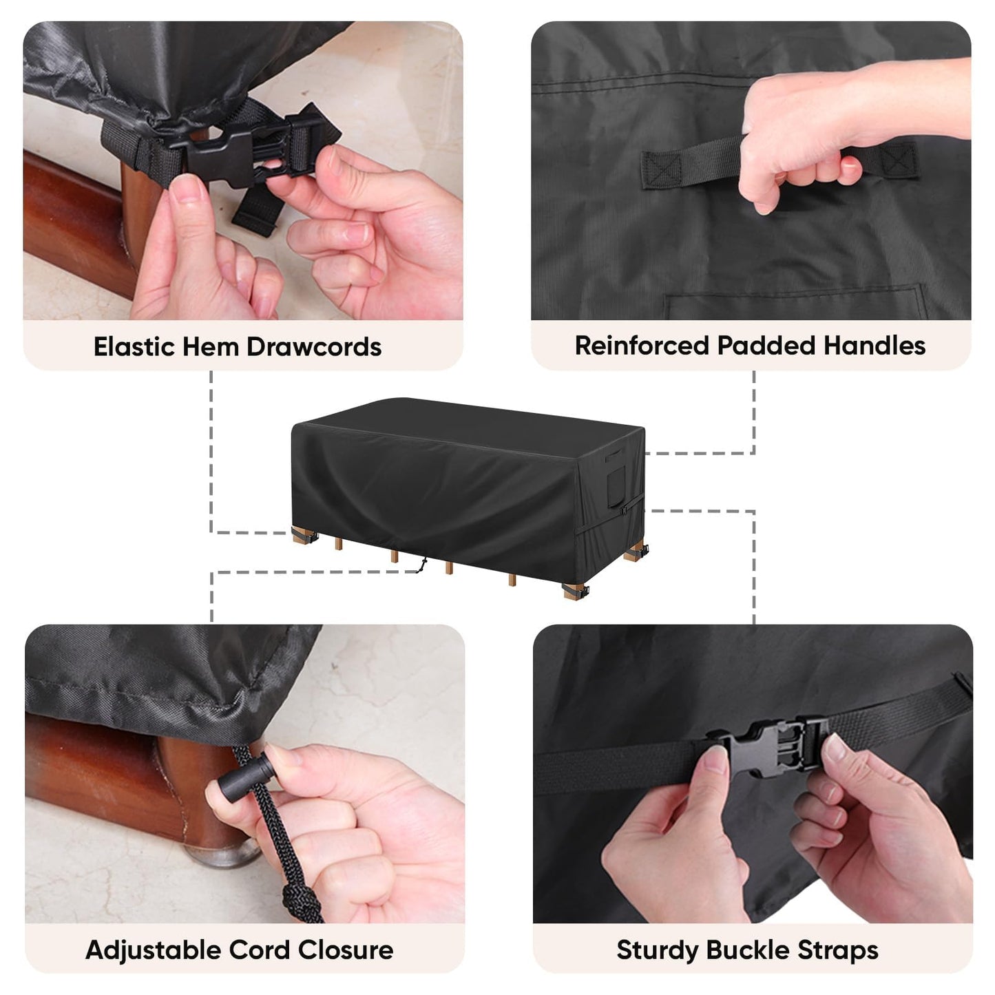 BALEINE Patio Furniture Covers, Outdoor Furniture Covers Waterproof, Heavy Duty Oxford Patio Table Cover for Outdoor Table, Chair, Sofa, Desk (Black, 108"L x 82"W x 28"H)