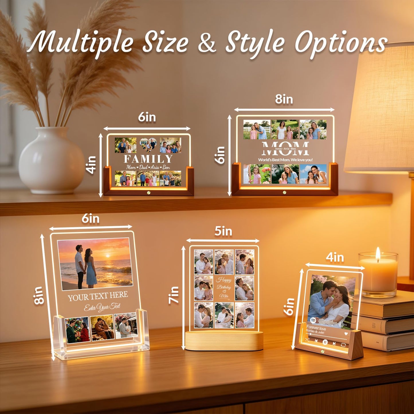 Custom Spotify Plaque, Custom Picture Frames, Light Up Picture Frame for Girlfriend Boyfriend, Acrylic Song Plaque Photo Frame, Personalized Gifts for Women Men Her Him Anniversary Valentines Birthday