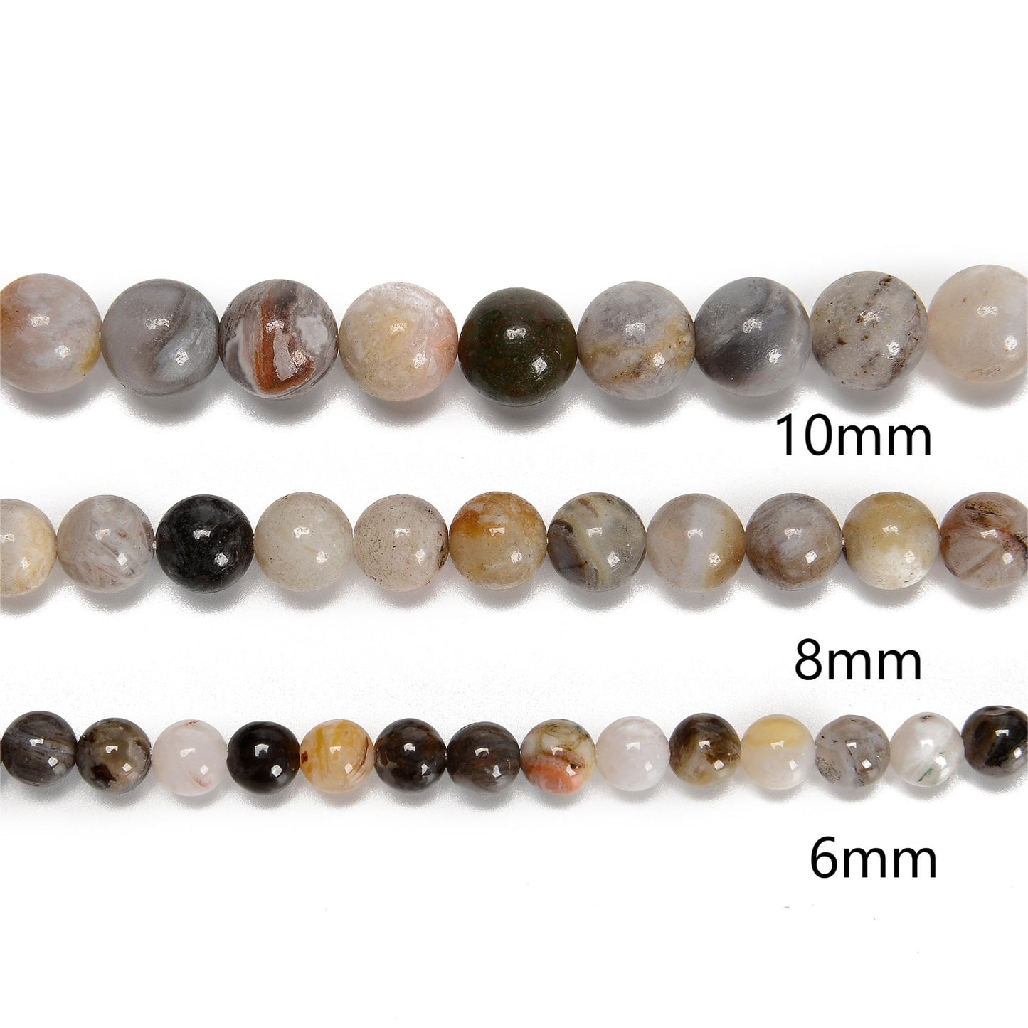 65Pcs 6mm Tree Agate Natural Round Loose Real Stone Beads Gemstone Genuine for DIY Hand Made Craft Jewelry Bracelet Earring Necklace String Making Energy Healing Power