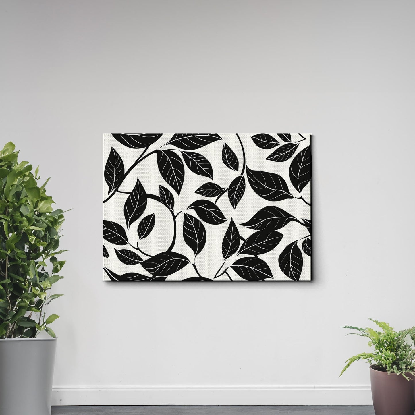 Canvas Print Scandinavian Folk Art Black and Beige Abstract Botanical Wall Art for Scandinavian Home Decor Decor Canvas, Wall