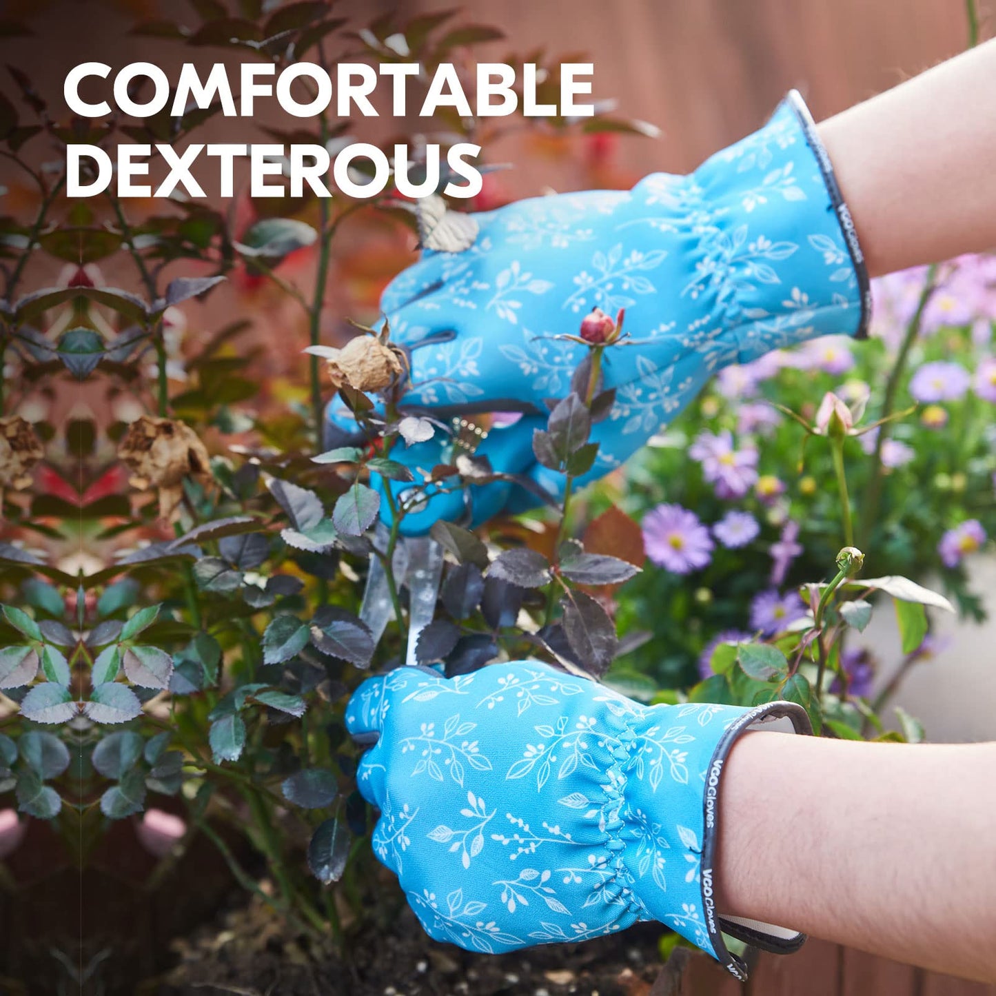 Vgo... Gardening Gloves for Women,Puncture-proof,Thornproof,Safety Work Gloves for Weeding,Digging,Touchscreen,Synthetic Leather(M,Blue,SL7476)