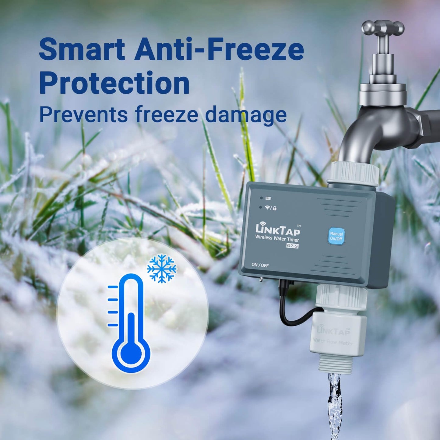 LinkTap G2S Smart Water Timer & Gateway, Greater Range Than WiFi Hose Timer, Real-Time Fault Detection & Alerts, Weather Awareness, Automatic Sprinkler Watering System for Lawns and Yard, Anti-Freeze