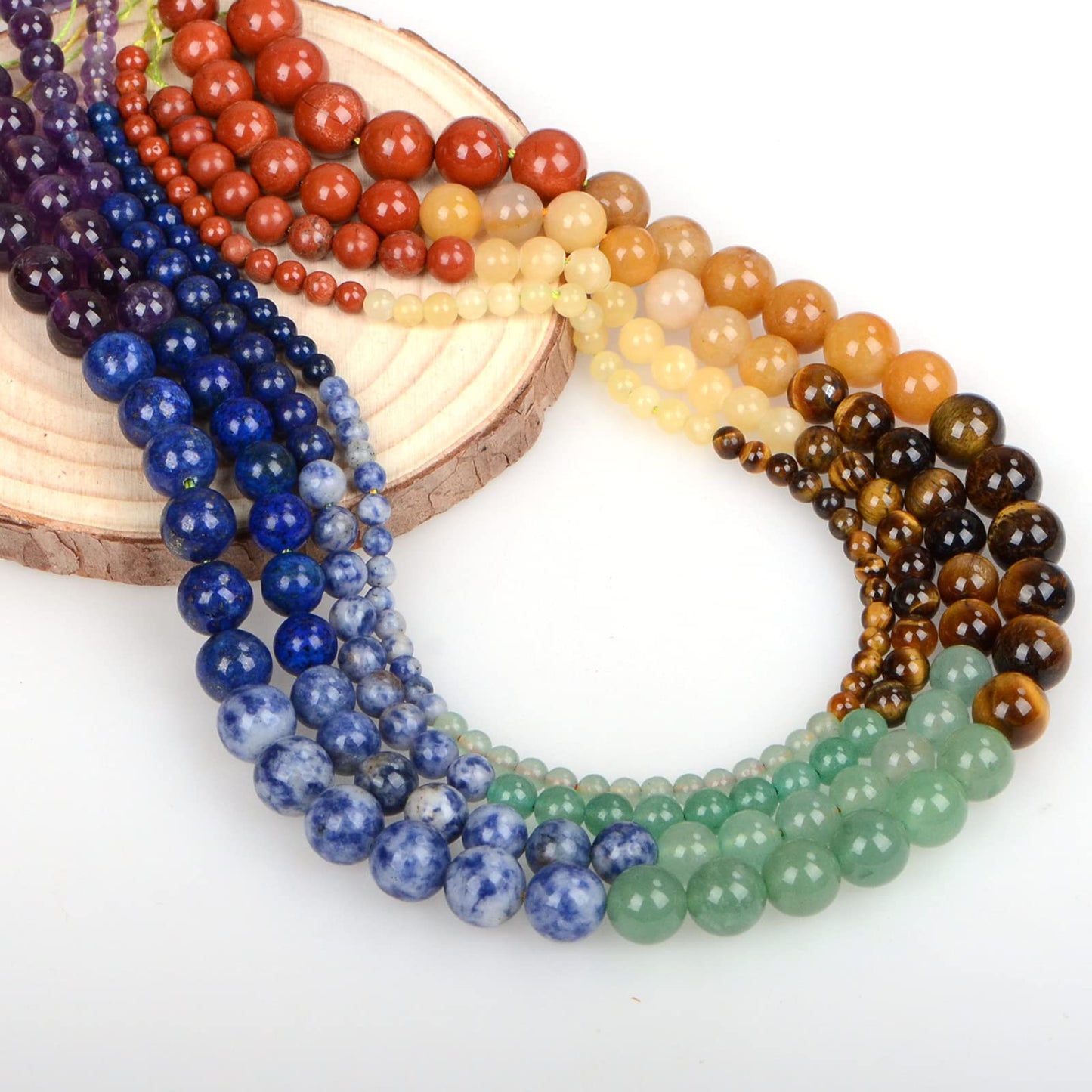ICAI Beads 10mm Natural Colorful Stone Round Loose Stone Beads for Jewelry Making DIY Crafts Design 1 Strand 15" APPR.42pcs.