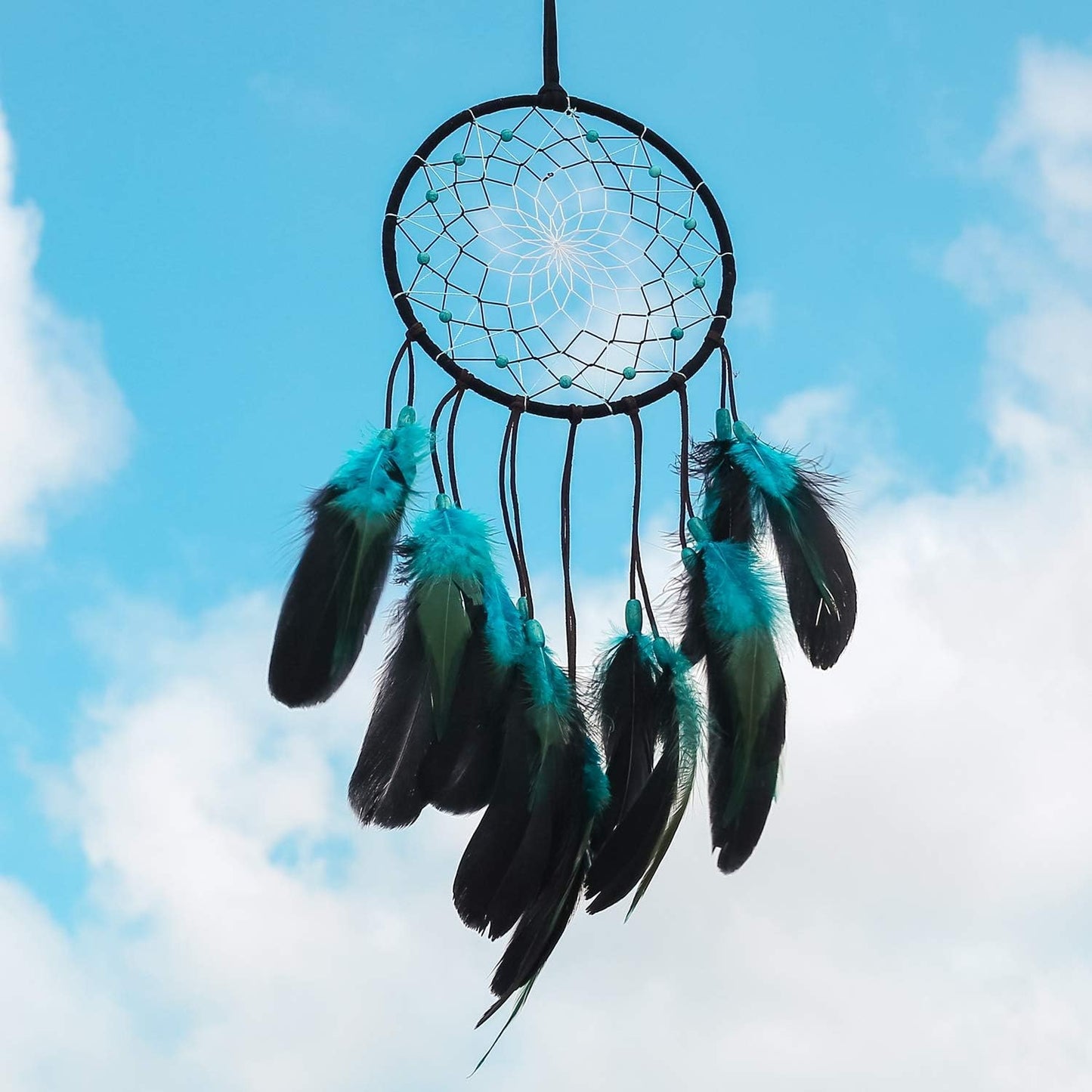 PWYXSA Dream Catcher Handmade Blue Feather Dreamcatchers Wall Hanging Ornament for Kids Home Decoration Girl Bedroom Craft Gift