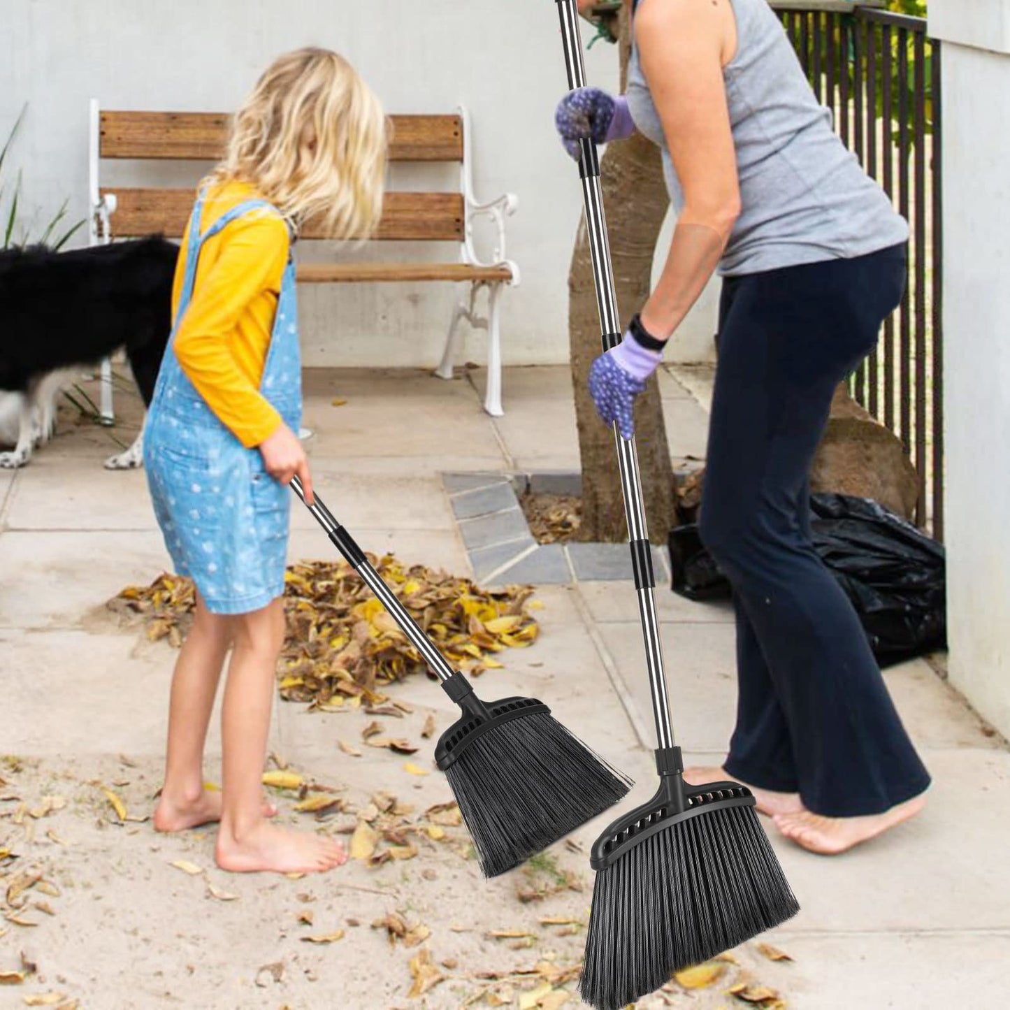 Outdoor Broom,Masthome Heavy Duty Broom,56" Brooms for Sweeping Outdoor,Angle Commercial Brooms with Hard Bristles, for Kitchen Home Office Garage Courtyard Lobby Lawn Concrete