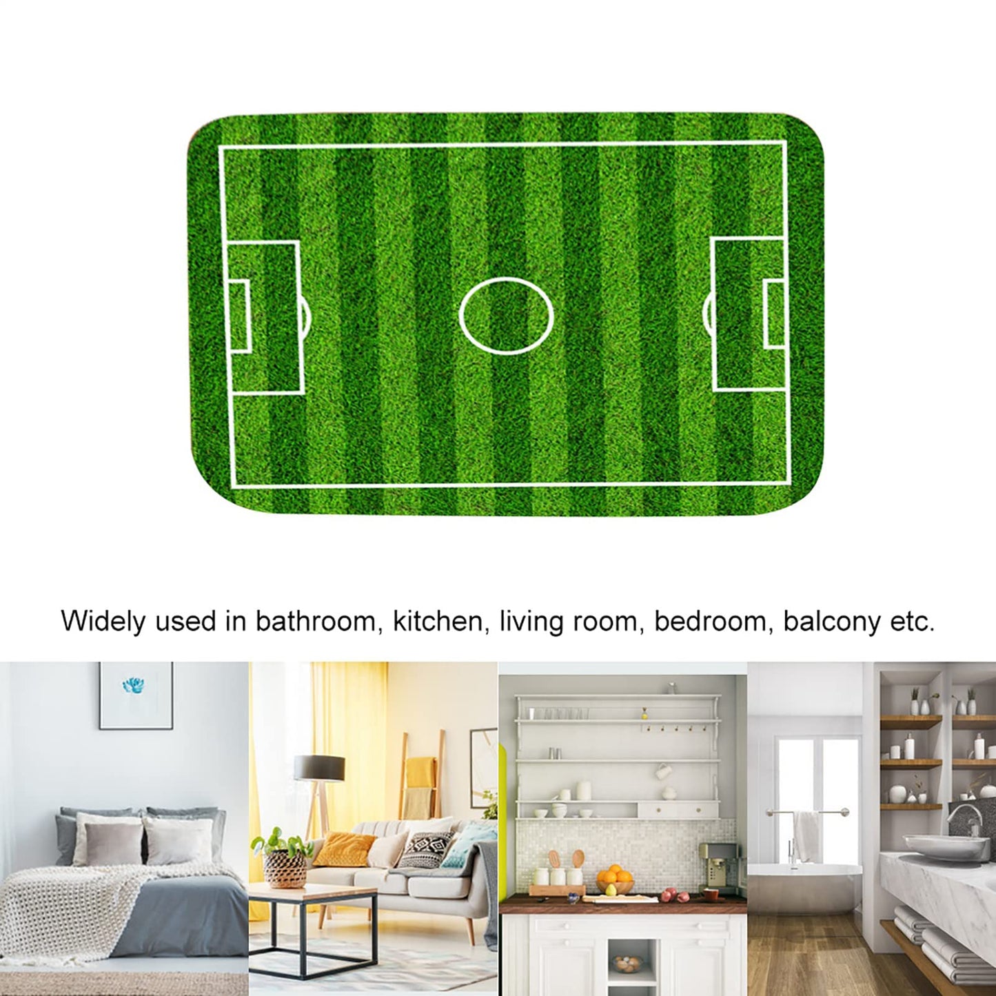 Restokki Foot Pad Non Slip Door Mat, Polyester Non Slip Green Foot Pad for Bathroom Living Room Bedside Table