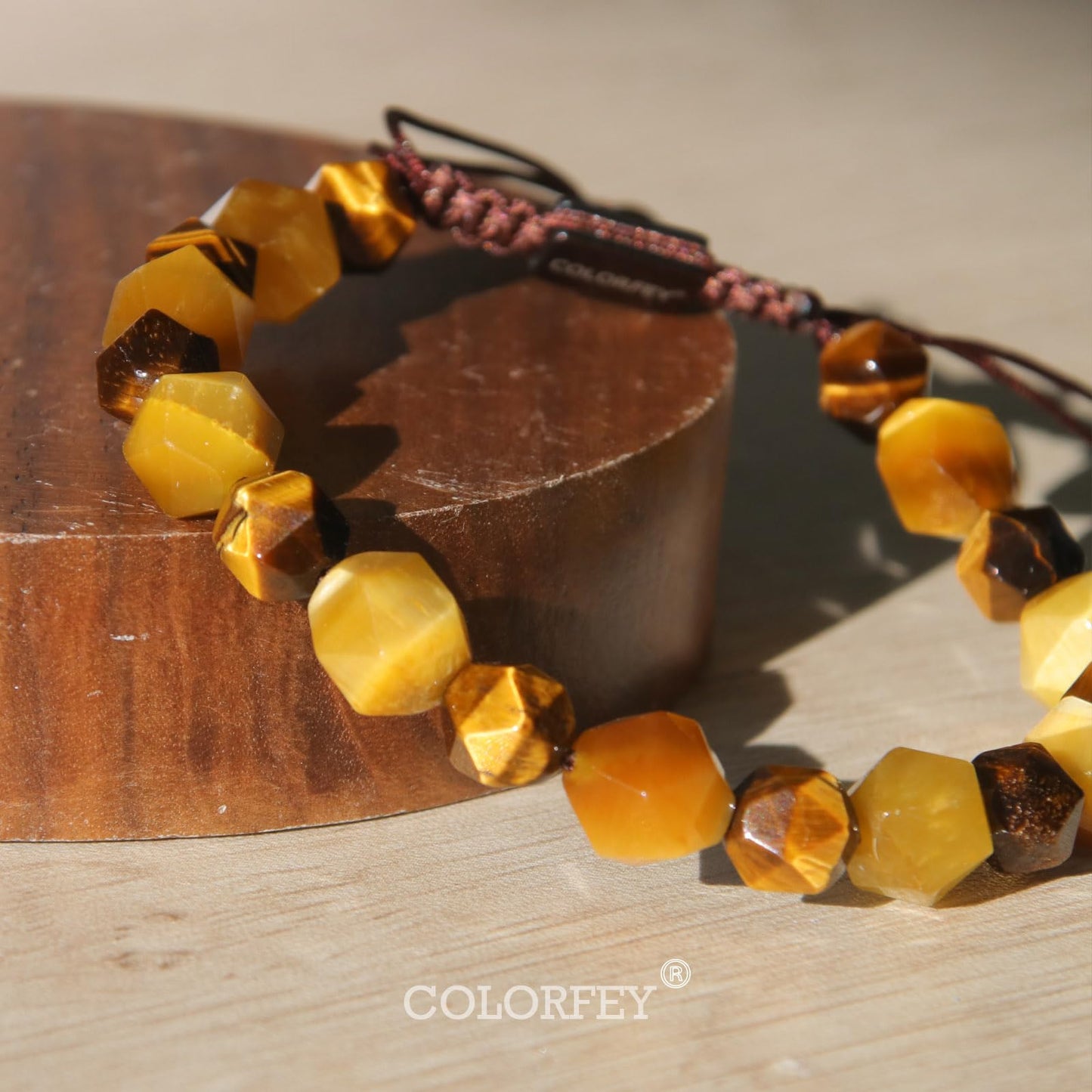 COLORFEY Tiger Eye Crystal Bracelets for Men, Protection Crystals Real Tiger Eye Beads Bracelet Healing Energy Stone Bracelet, Unique Handmade Mens Bracelets Trendy Jewelry for Boosting Courage