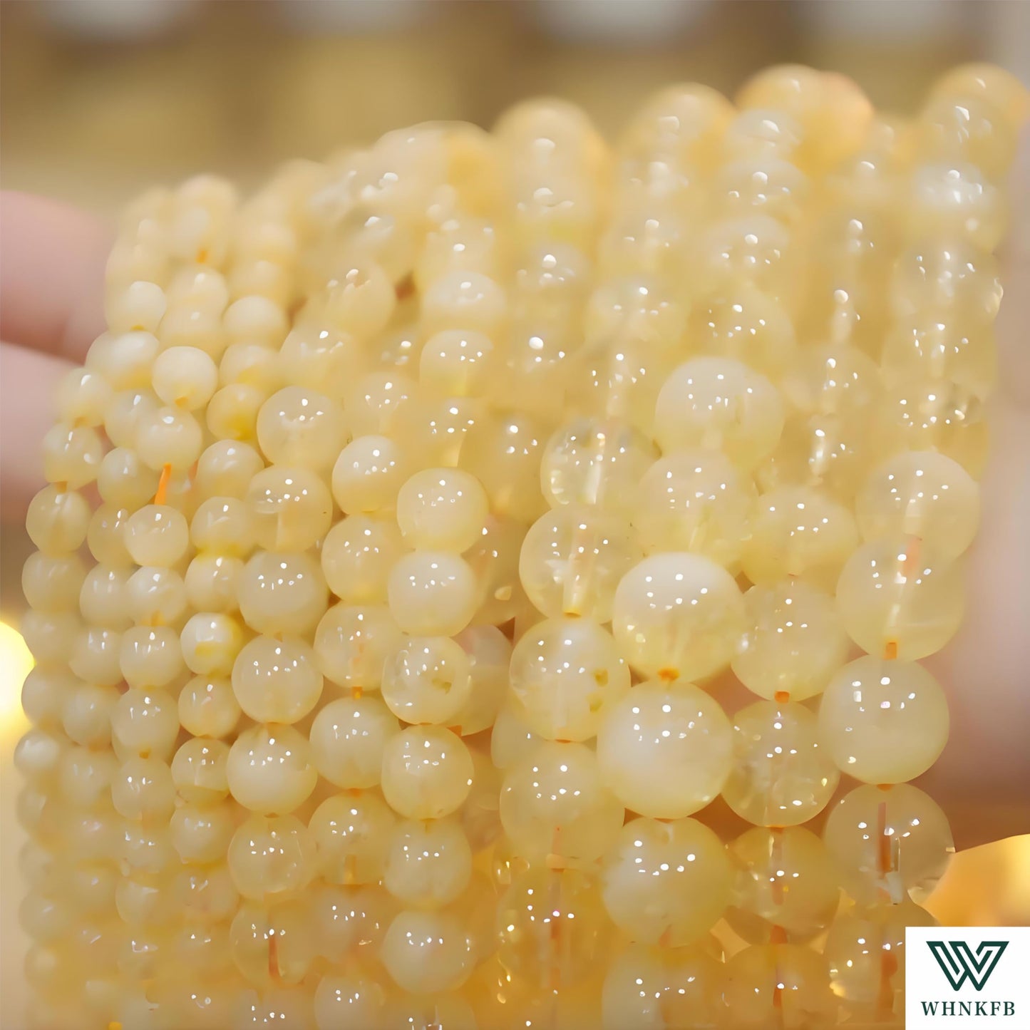 WHNKFB 8mm 50PCS Natural Citrine Round Beads, Smooth Polished Loose Yellow Crystal Beads for Jewelry Making Craft - 4mm 6mm 8mm 10mm Options with Free Elastic Cord