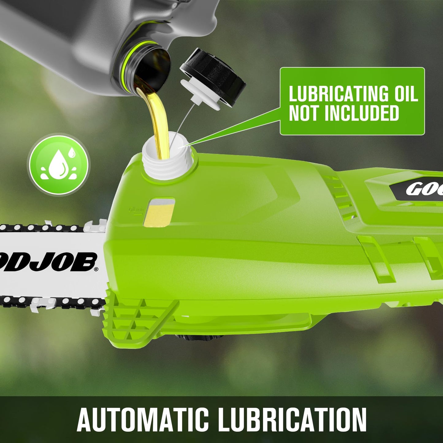 Electric Pole Saw for Tree Trimming, 20V 8-Inch Cordless Pole Chainsaw with Low Kick-Back Bar, Extends to 14.2 Ft, Auto Oiling, 2 Batteries & Fast Charger for High Branches, Orchard & Garden Use