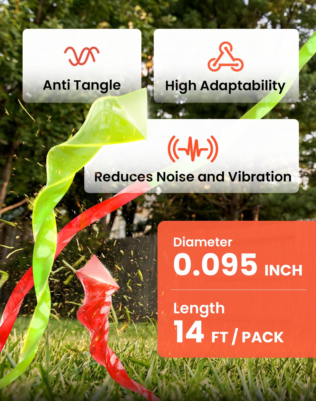 16 Pack AL2420PD Replacement Twisted Trimmer Line Compatible with All EGO 15-Inch String Trimmers Weed Eater, Dual Color Pre-Cut 0.095" 224Ft Weed Wacker String line for EGO Trimmers String