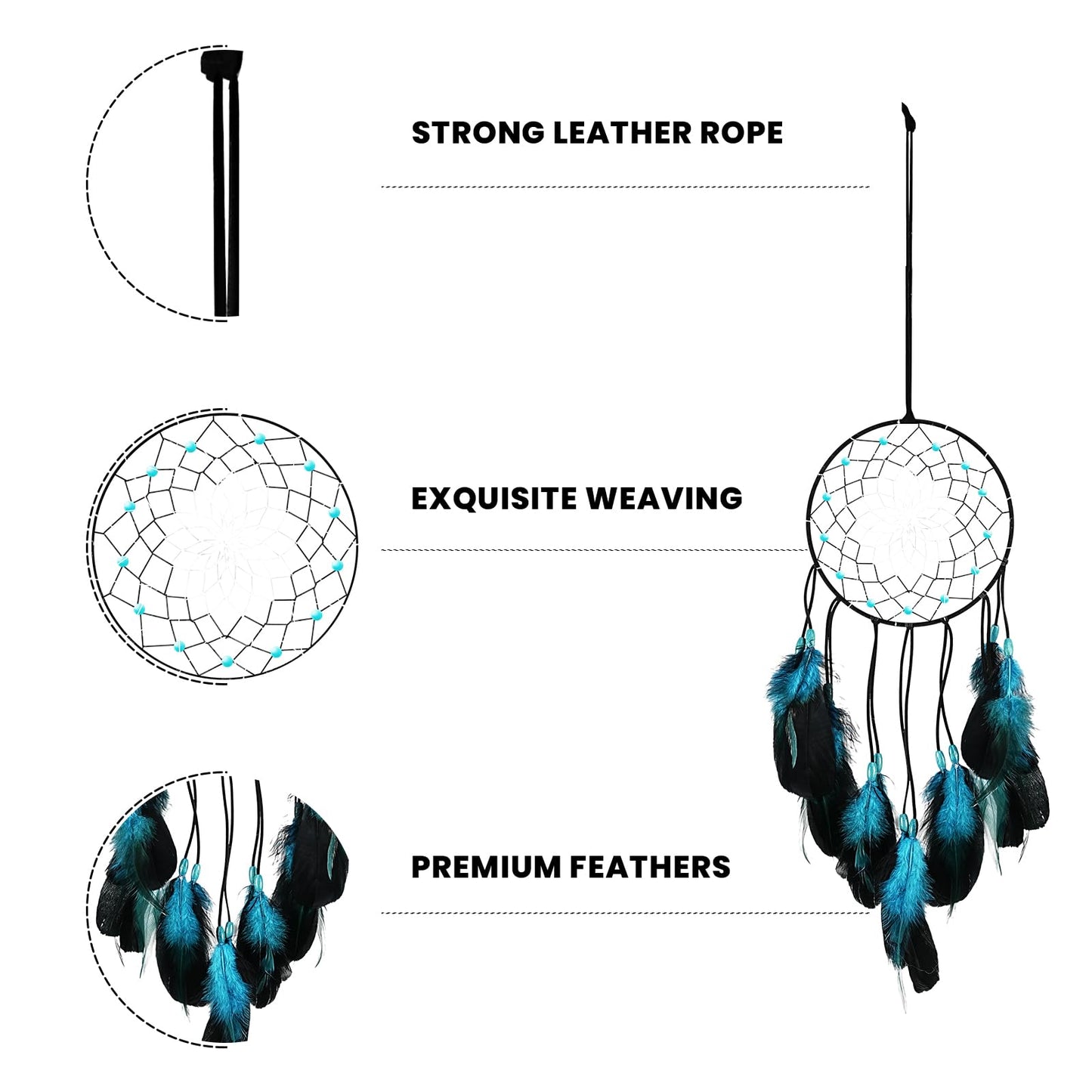Dream Catchers Pendant Decorations, Handmade Dreamcatcher, Suitable for Living Room, Bedroom Ornament（Blue）